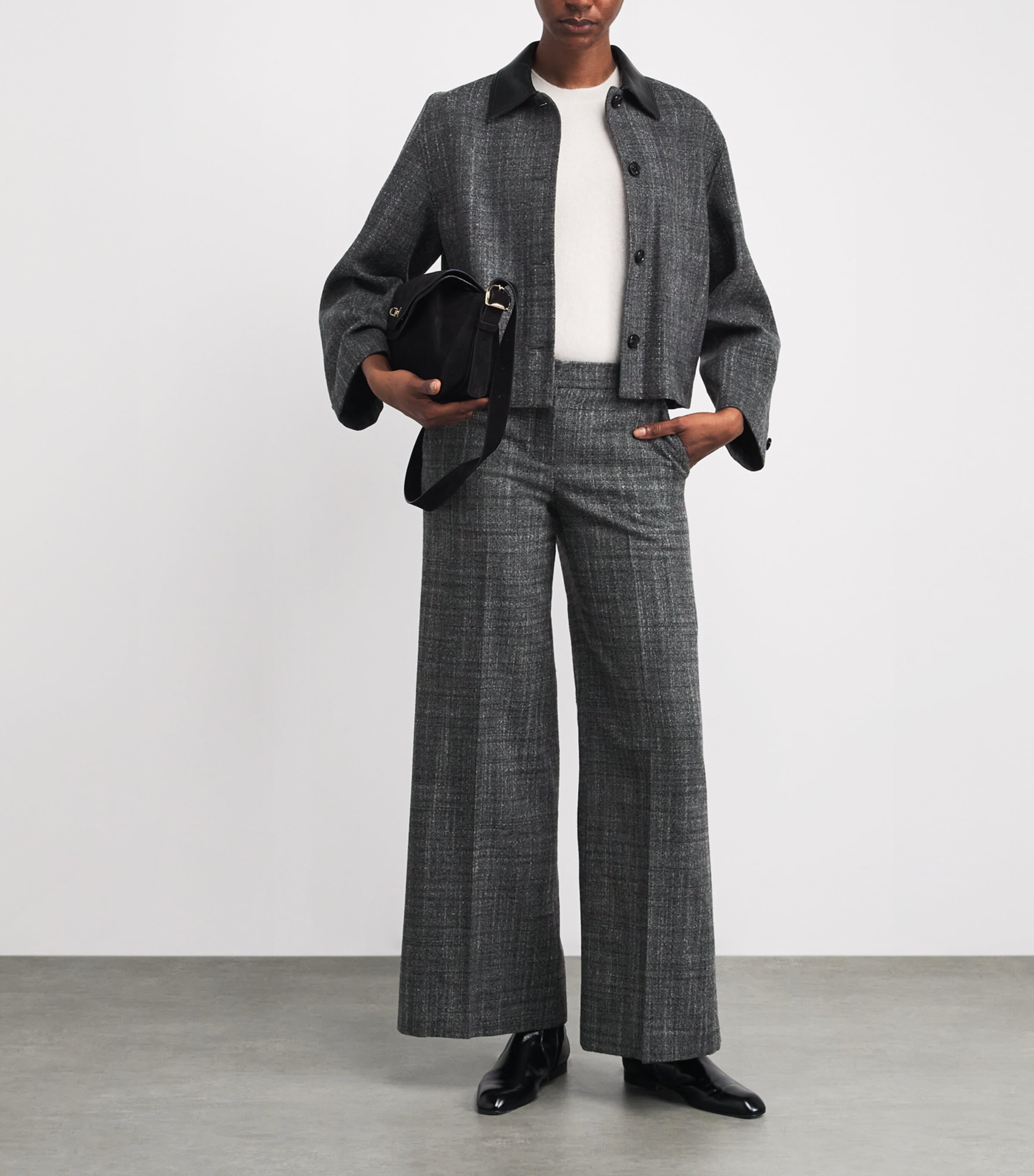 Wool-Blend Malfile Tailored Trousers CHARCOAL MULTI - QDY Image 2