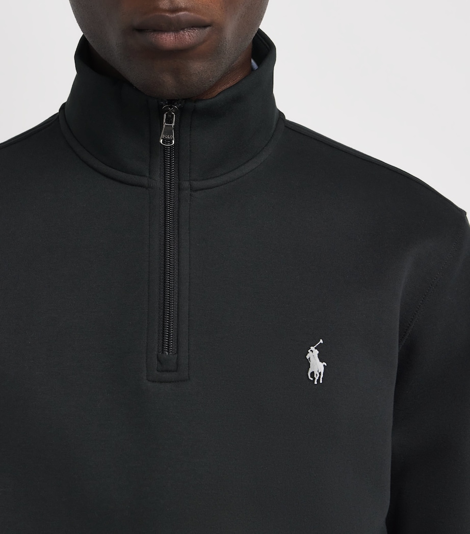 Cotton-Blend Quarter-Zip Sweatshirt BLACK Image 6