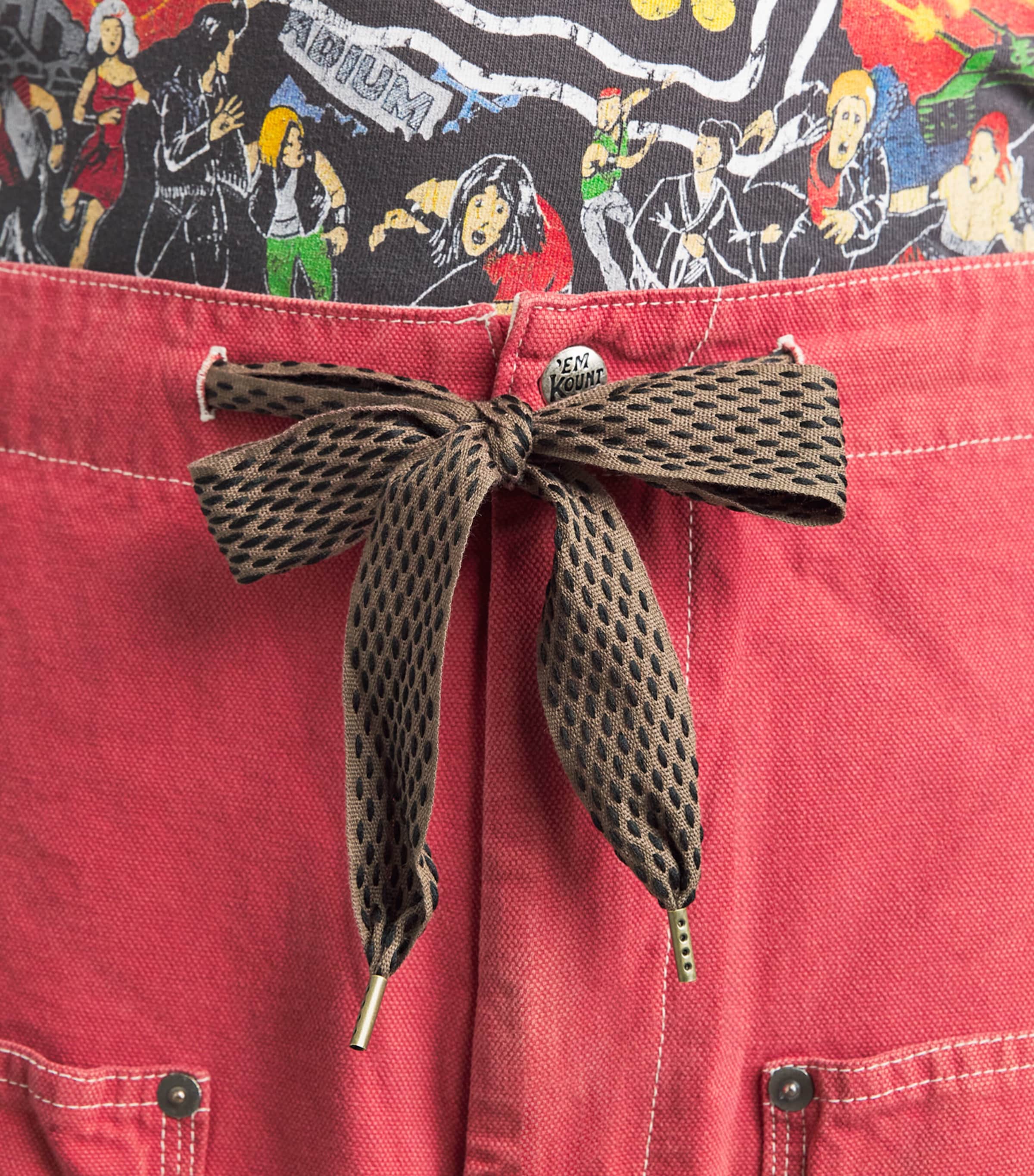 Kapital Mens Contrast-Stitch Shorts California Red Image 3