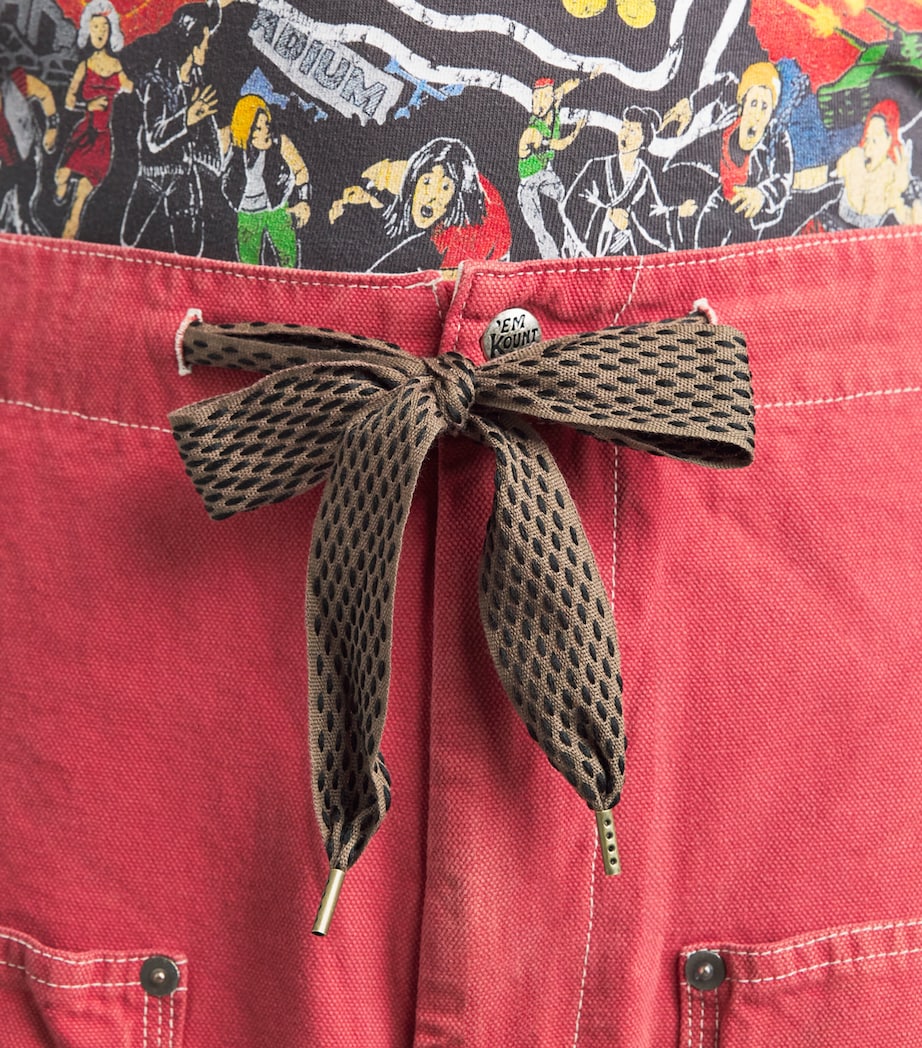 Kapital Mens Contrast-Stitch Shorts California Red Image 3