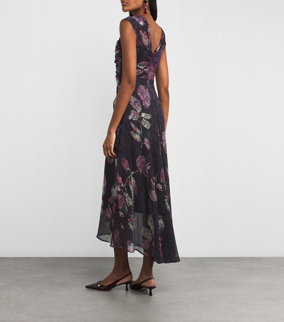 Floral Voile Midi Dress FUCHSIA Image 3