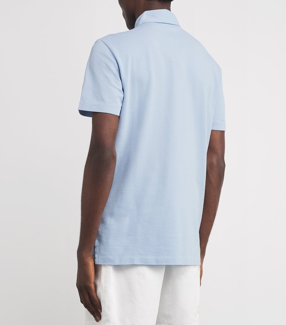 Ralph Lauren Purple Label Mens Cotton Polo Shirt Chambray Blue Image 4