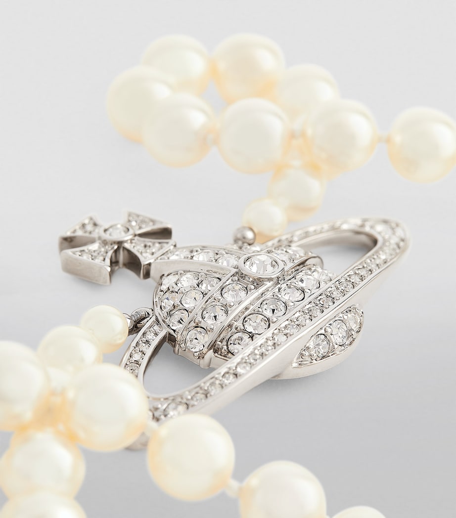 Pearl Bas Relief Necklace P104- PLAT/CRM/CRYST Image 5