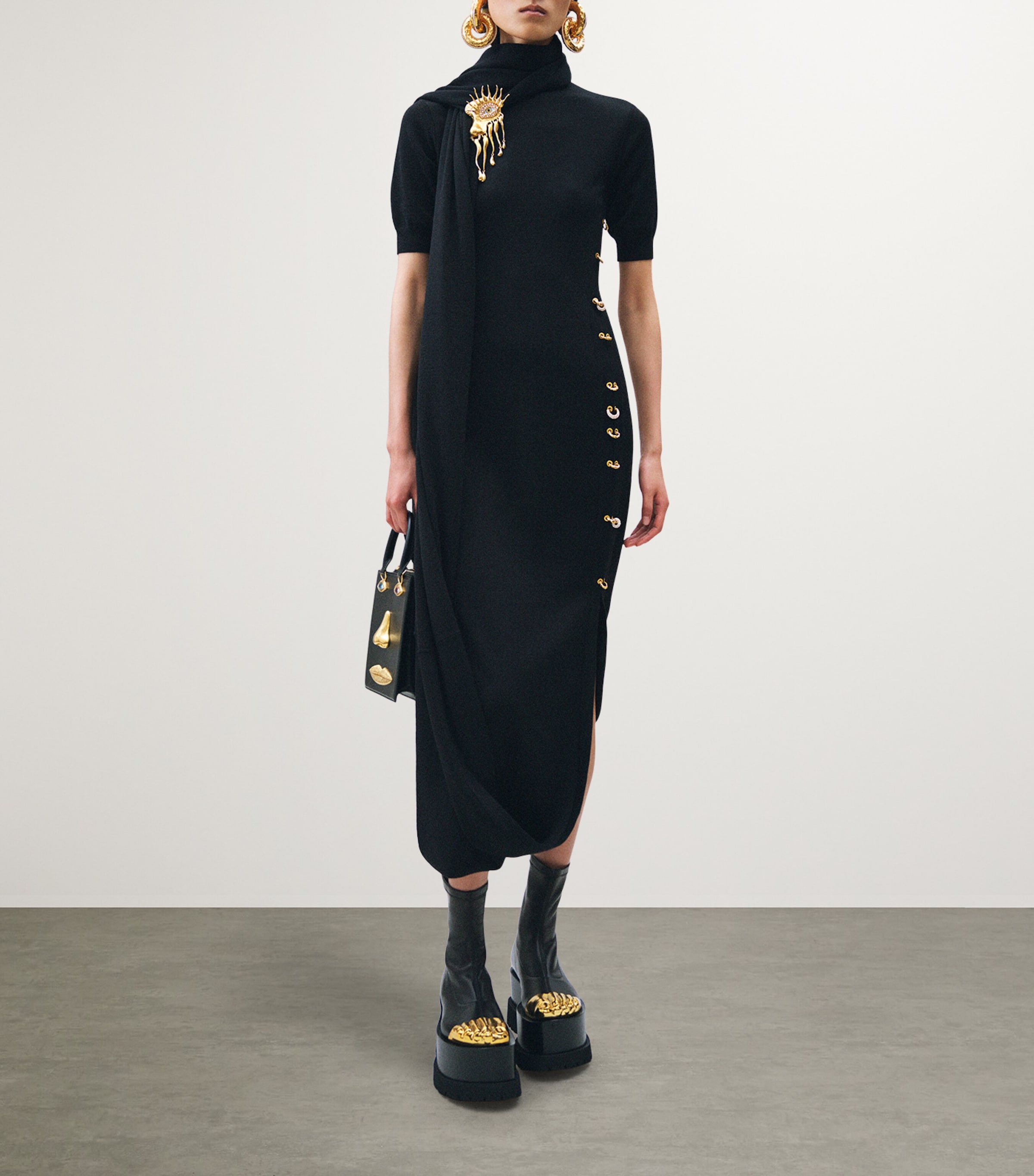 Leather Anatomy Jewelry Top-Handle Bag 999BLACK Image 4