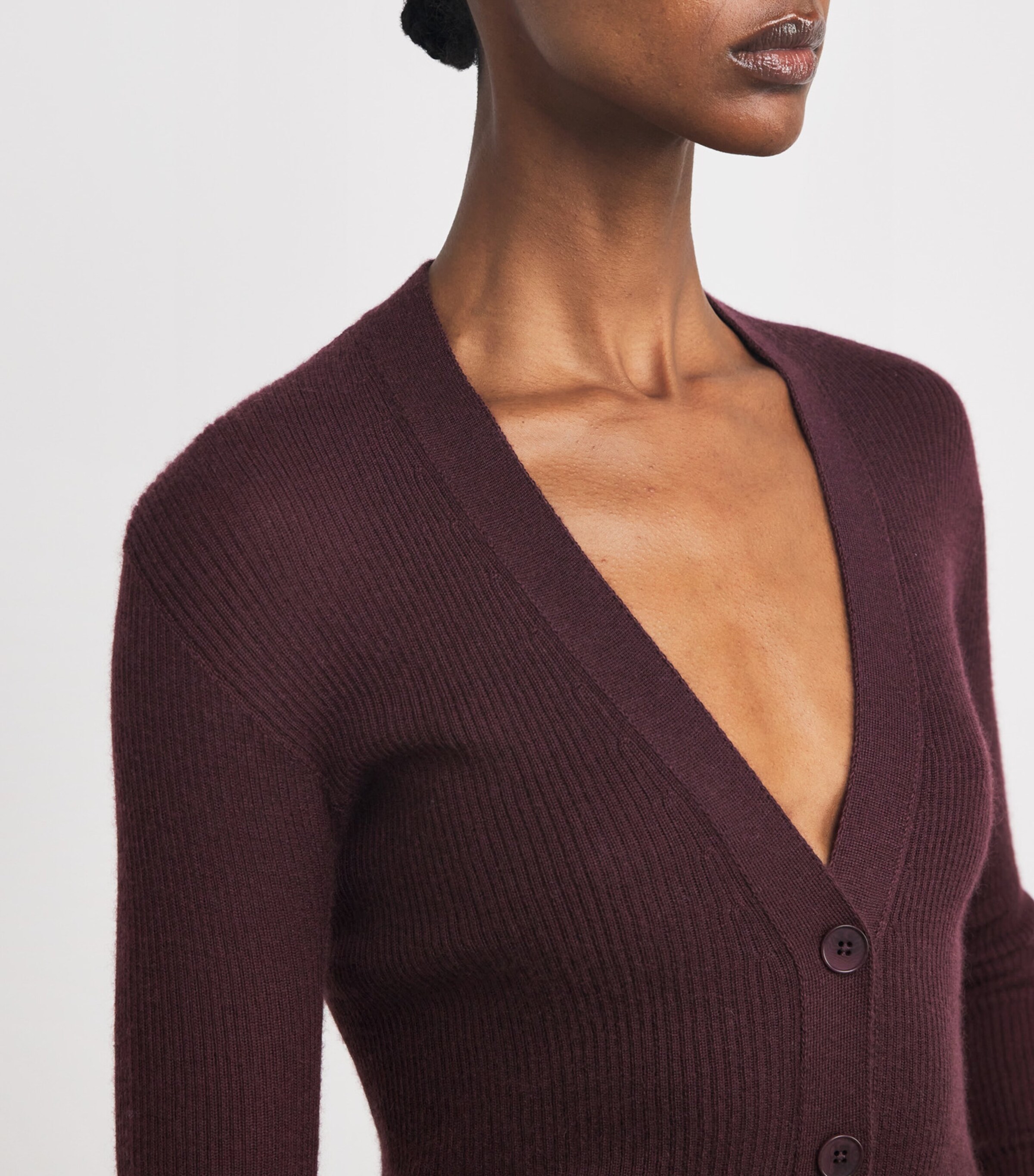Johnstons Of Elgin Womens Superfine Cashmere Cardigan Rosewood Image 6