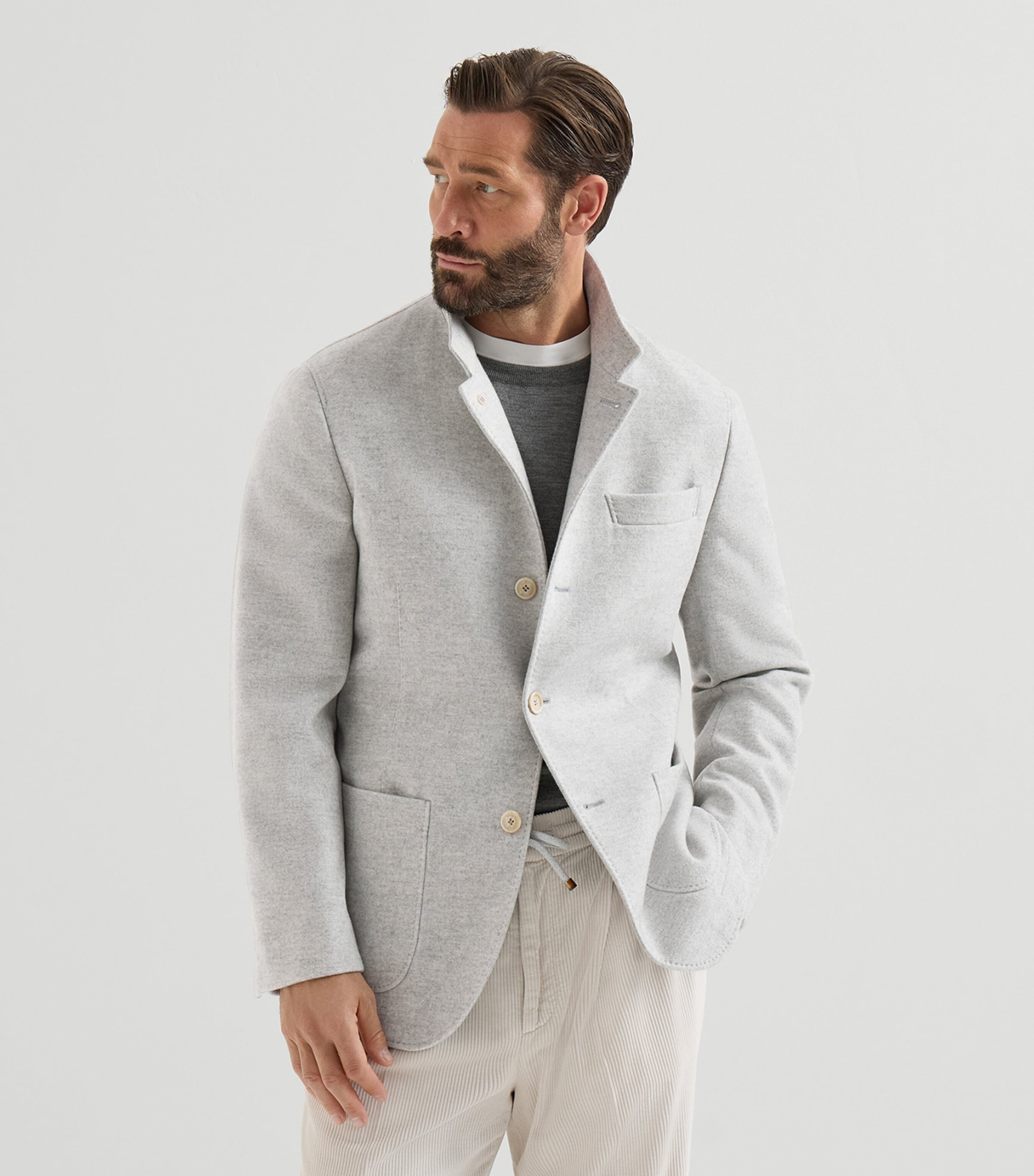 Brunello Cucinelli Mens Water-Resistant Cashmere Blazer Grey Image 4