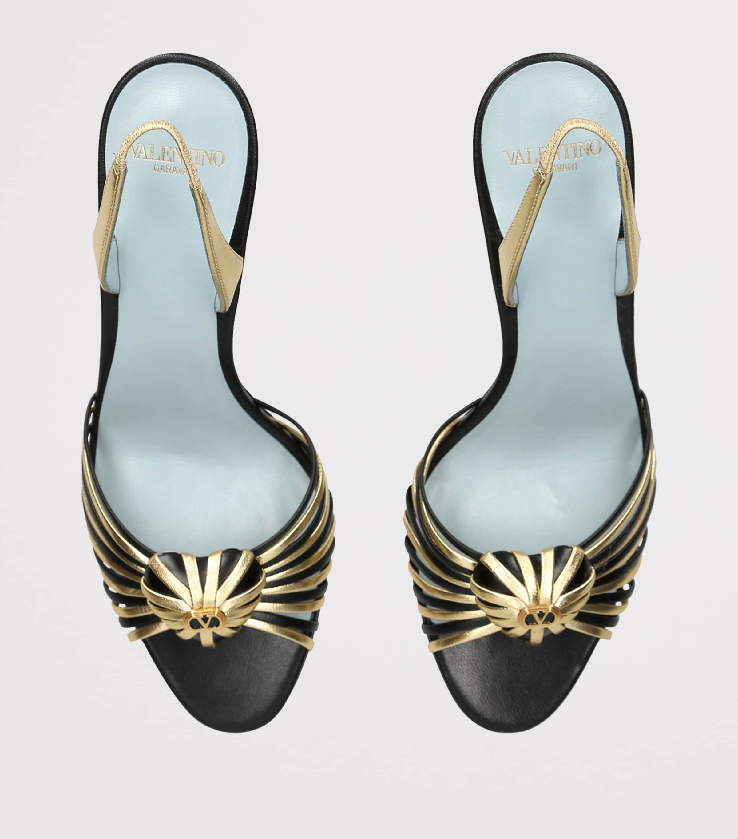 Valentino Garavani Metallic Leather Royal Slingback Heels 85 Blk/other Image 4