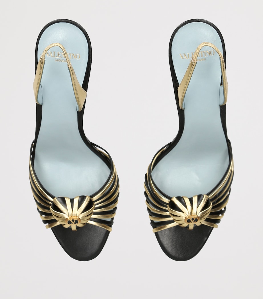 Valentino Garavani Metallic Leather Royal Slingback Heels 85 Blk/other Image 4