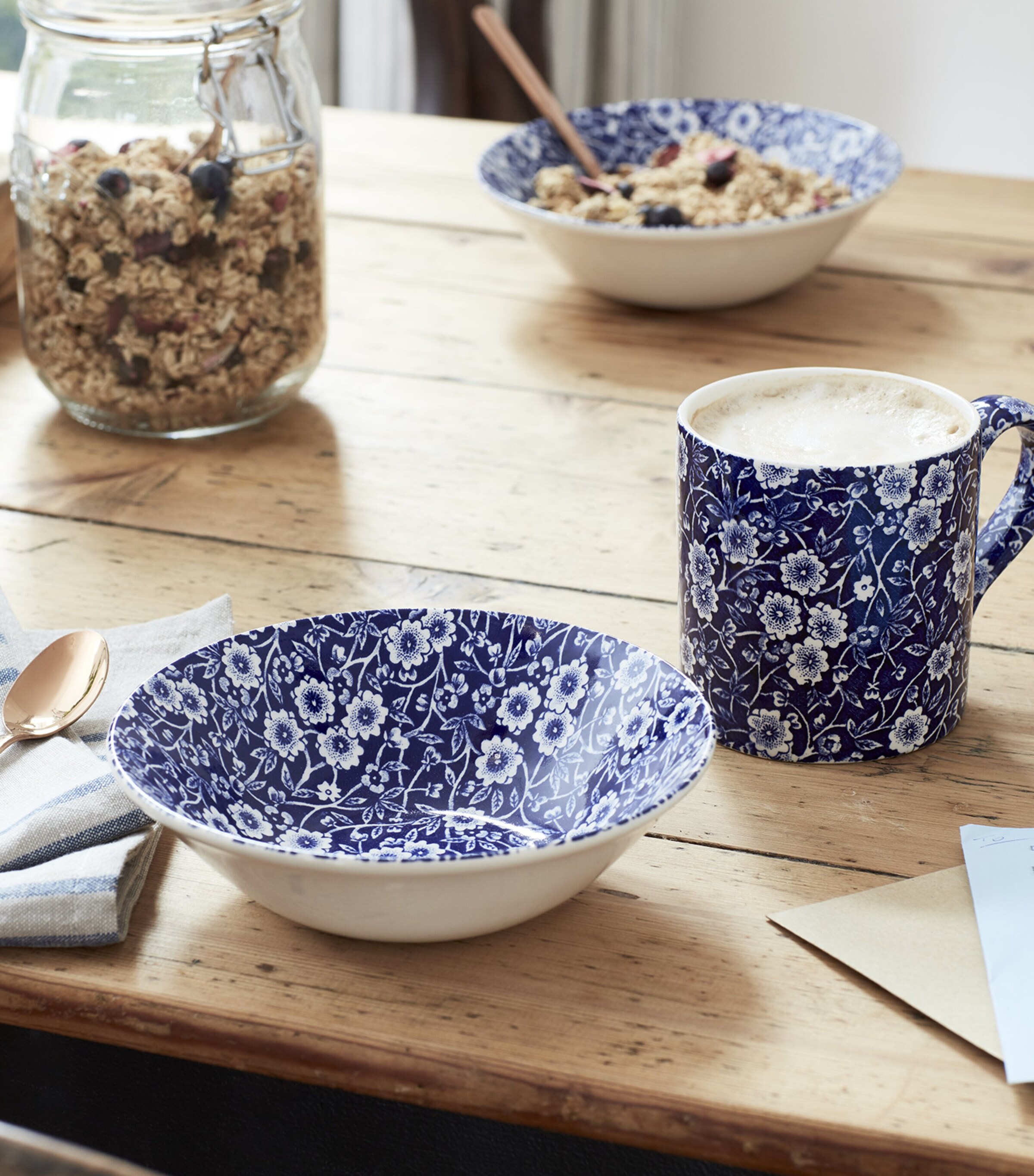 Burleigh Set of 4 Calico Cereal Bowls (16cm) Blue Image 3