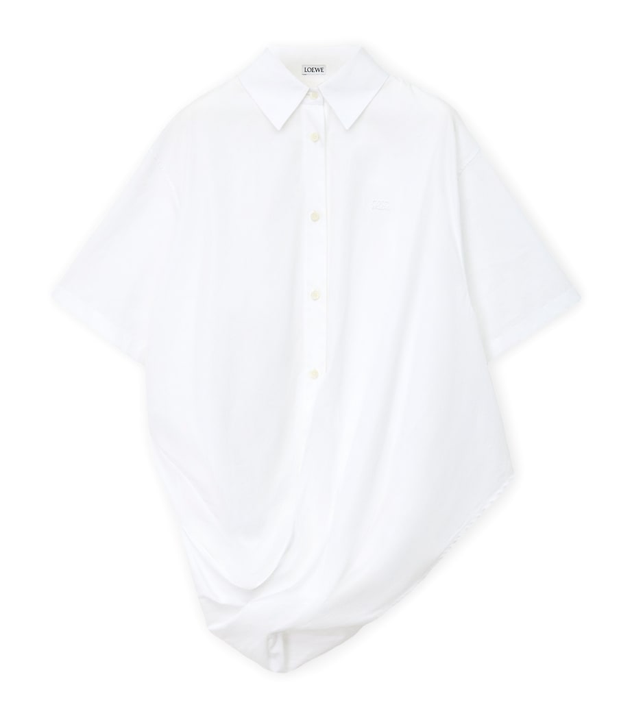 LOEWE Womens Draped Cotton Shirt White Image 1