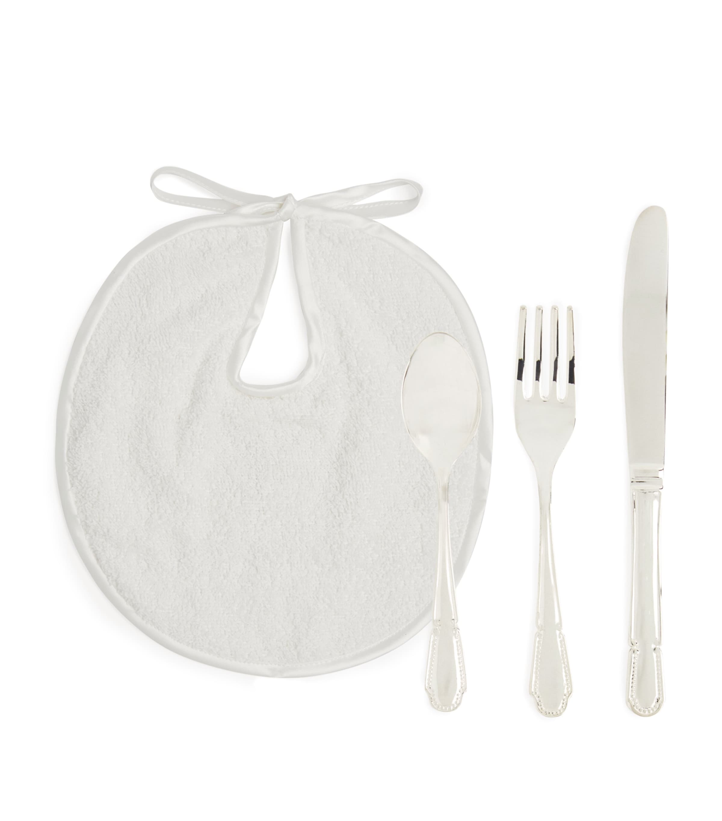 Bib And Cutlery Set CREAM/SILVER Image 1