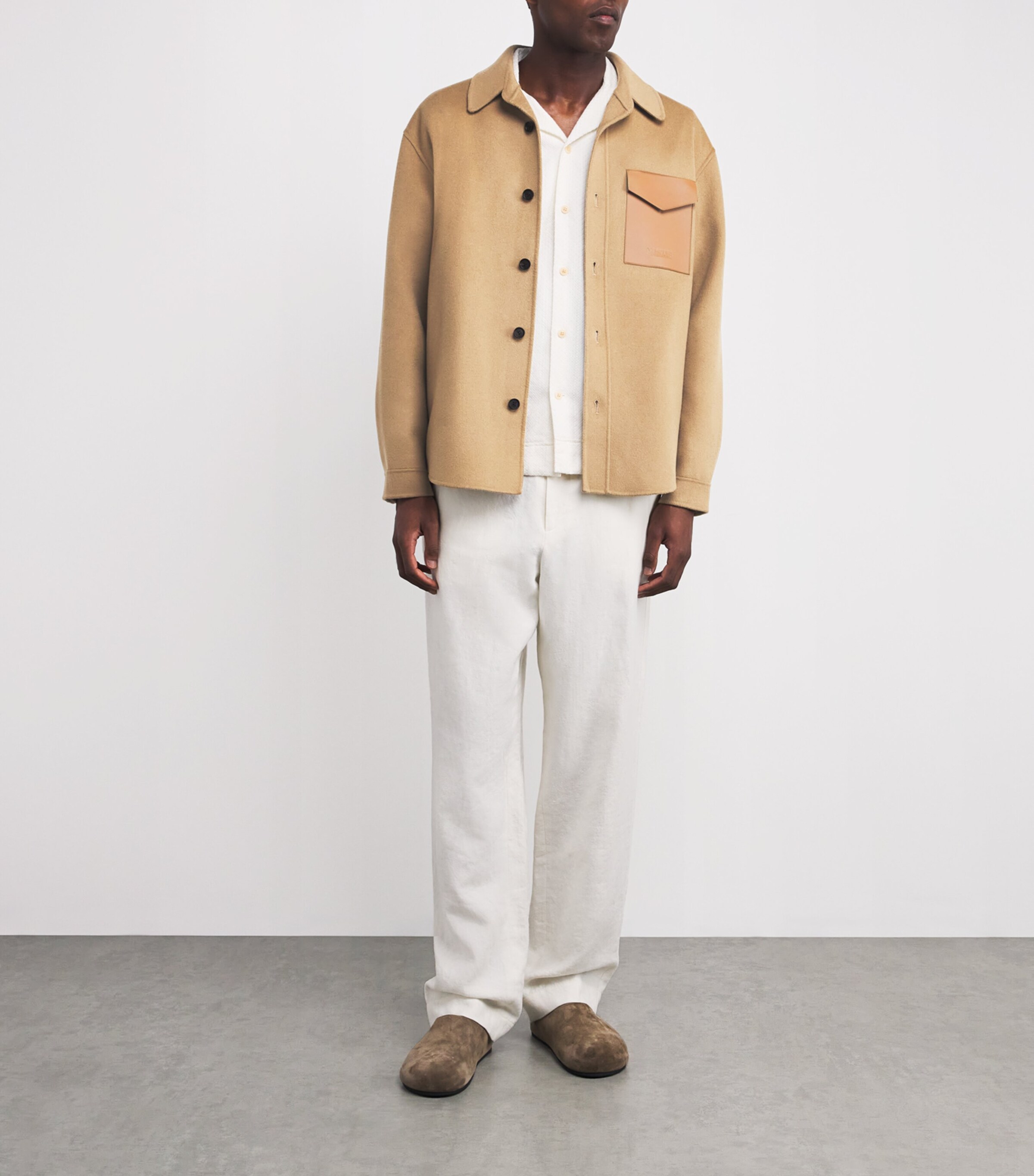 Mackage Mens Wool Leather-Pocket Emmanuel Overshirt Light Camel Image 2