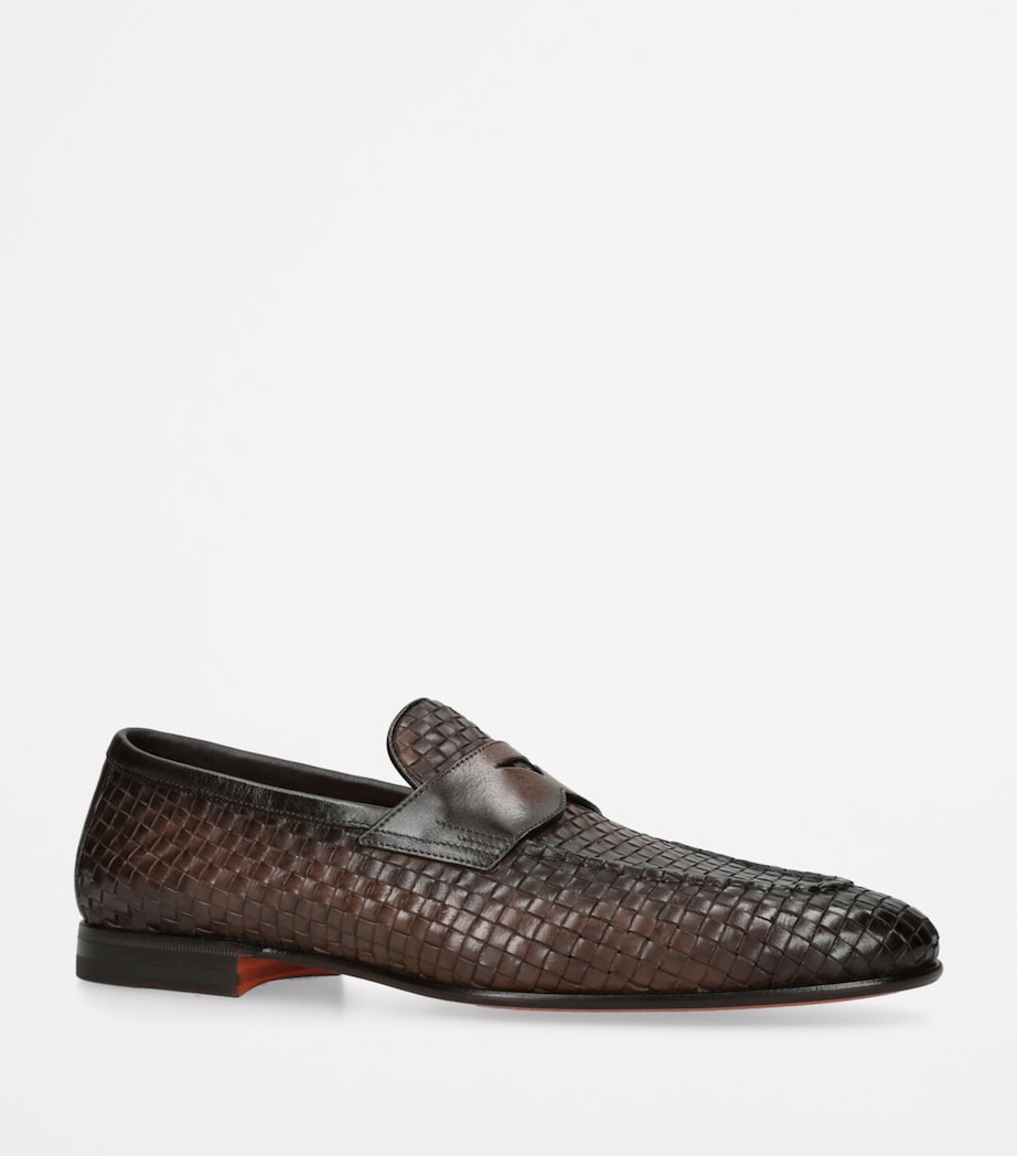Santoni Leather Owven Carlos Penny Loafers Dark Brown Image 3