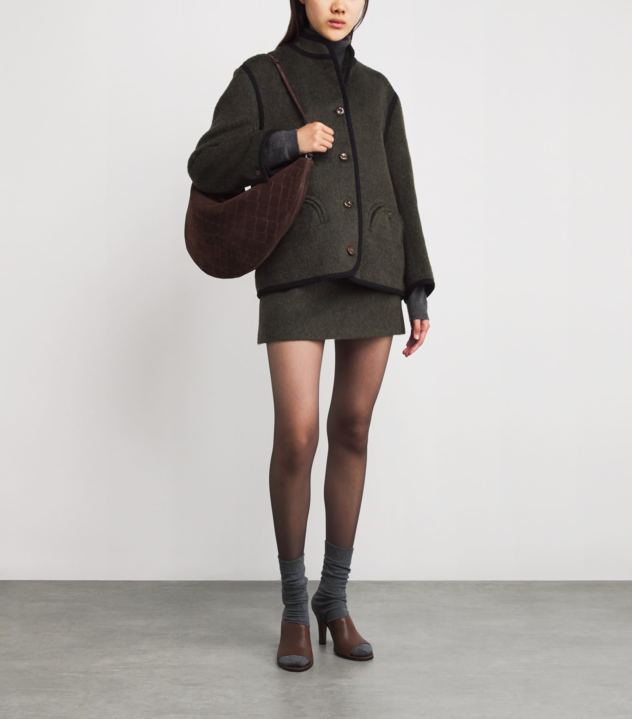 Mohair-Wool-Blend Curly Jacket V005 DARK GREEN Image 2