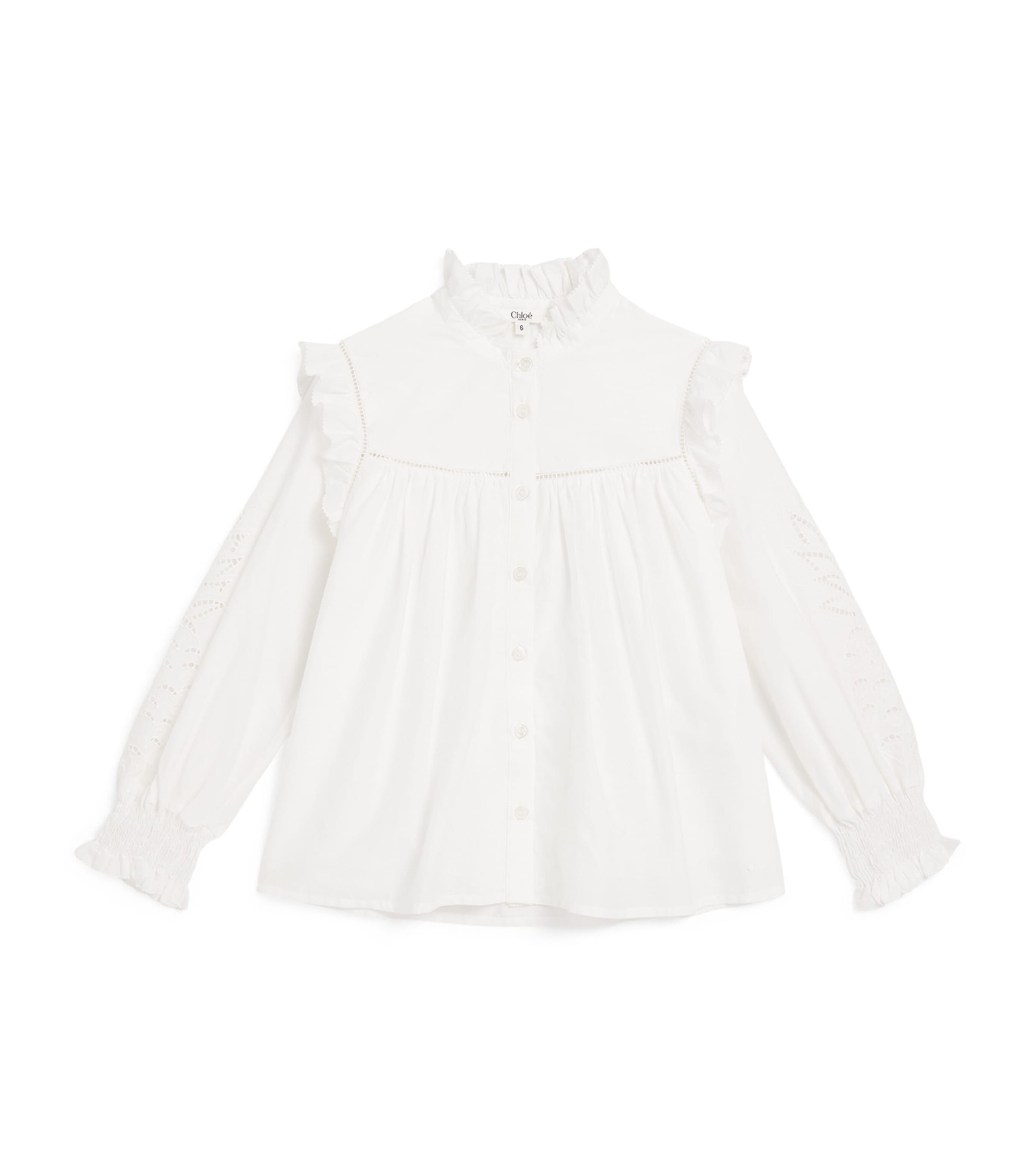 Chloé Cotton Broderie Anglaise Blouse In White