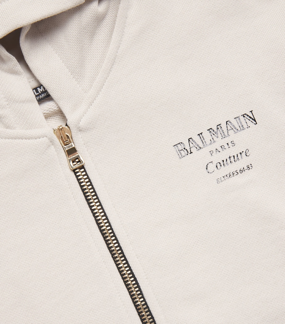 Cotton Logo Zip-Up Hoodie (4-14 Years) 107NEBEIGE/NERO Image 3