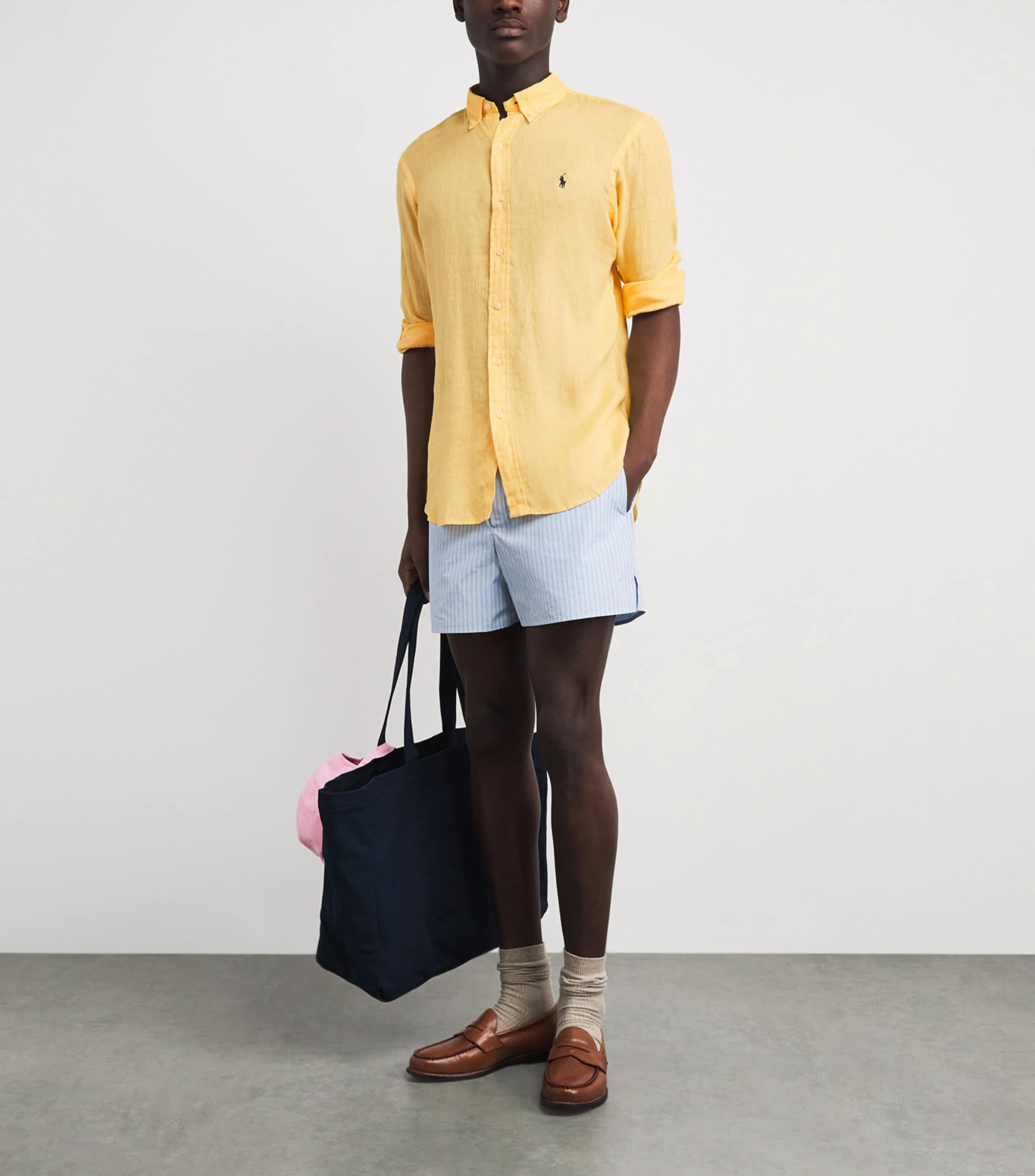 Polo Ralph Lauren Mens Linen Custom-Fit Shirt Corn Yellow Image 2