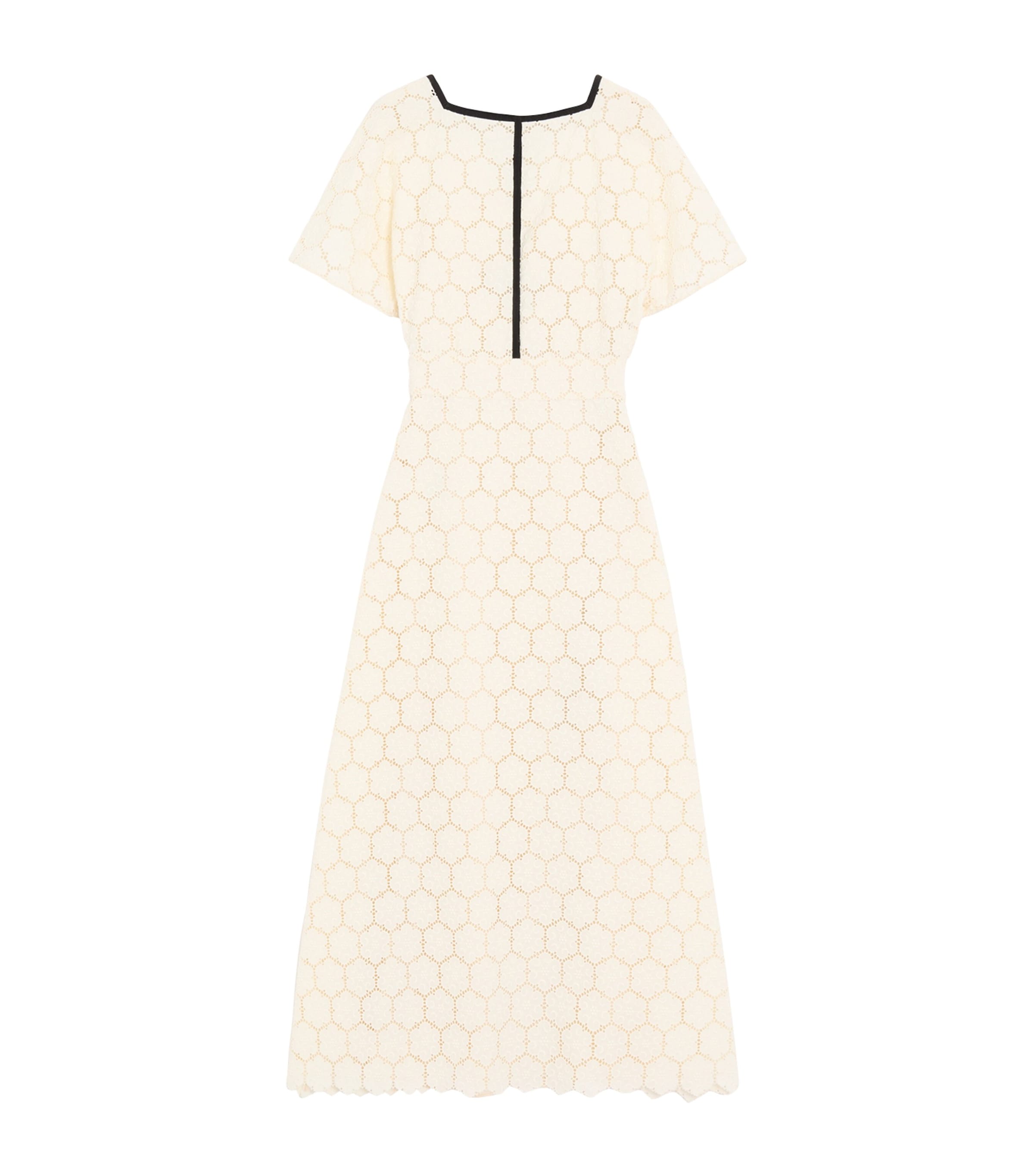 Valentino Womens Cotton Fleurs à Jours Midi Dress Cbj Image 1