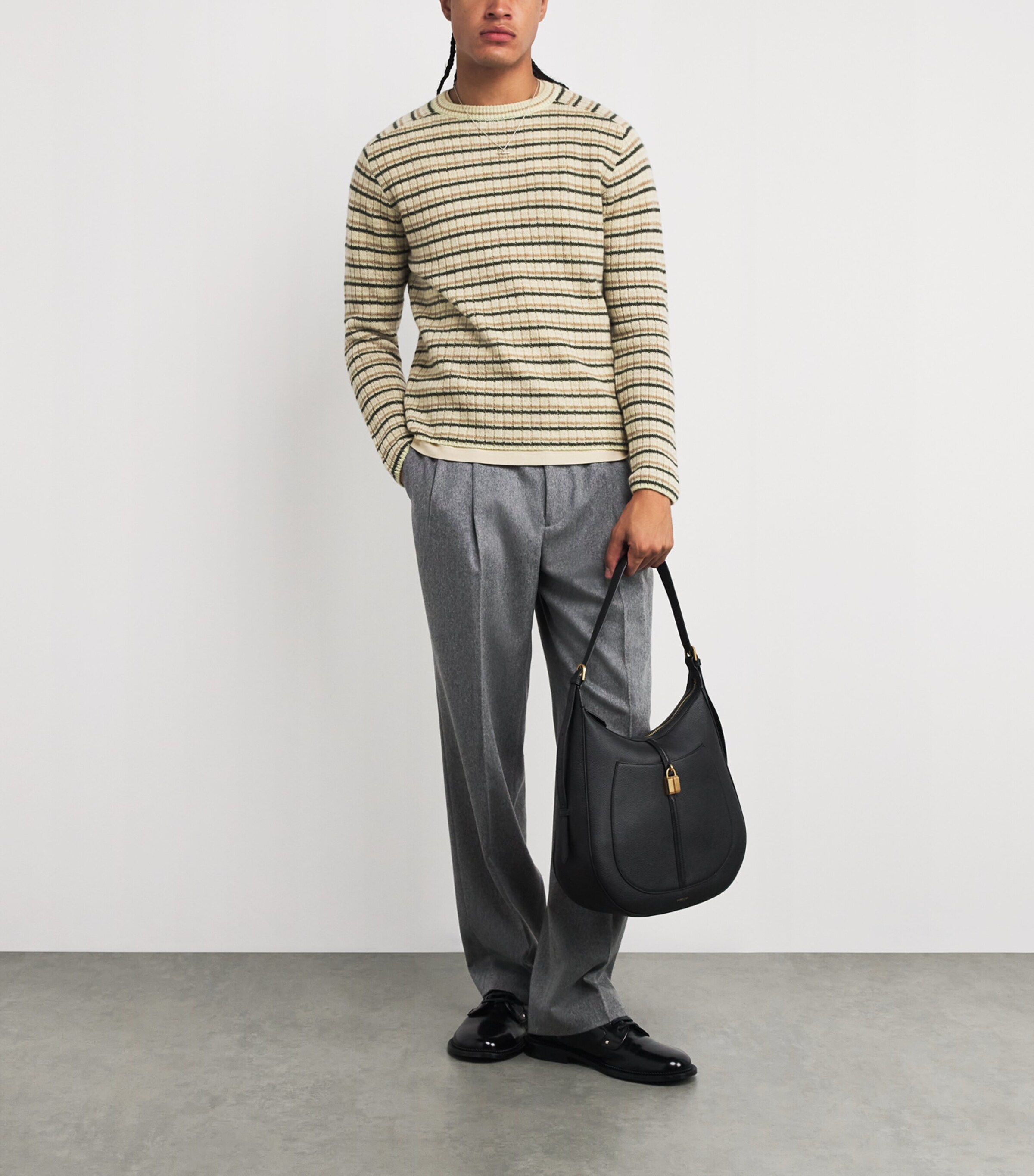 Wool-Cashmere Stripe Sweater IVORY STRIPE Image 2