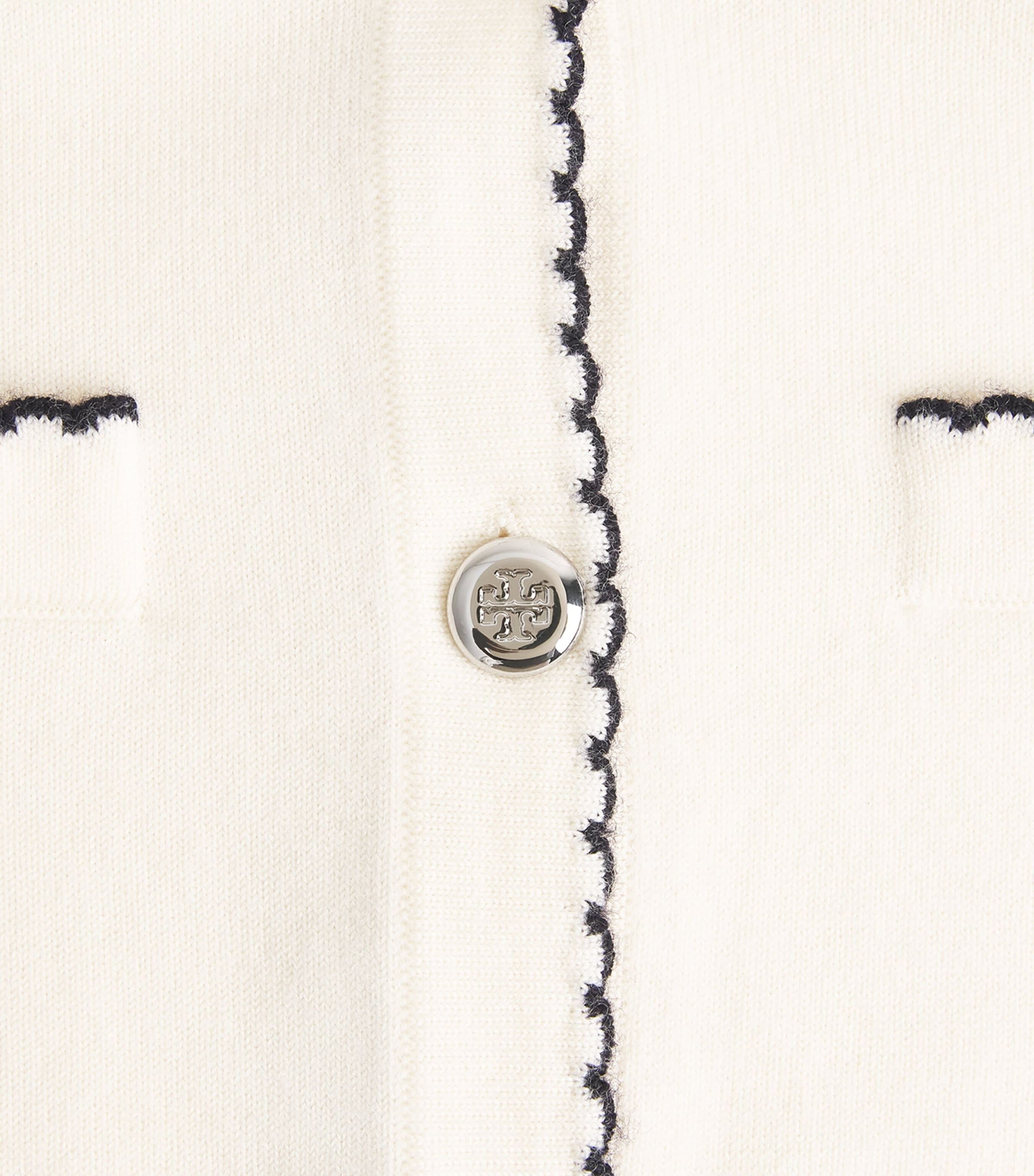 Tory Burch Womens Wool-Blend Kendra Cardigan New Ivry/mdm Nvy Image 6