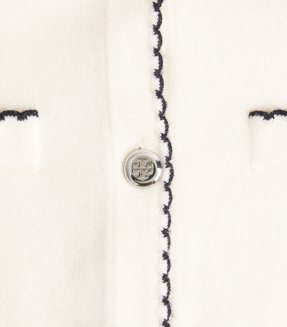 Tory Burch Womens Wool-Blend Kendra Cardigan New Ivry/mdm Nvy Image 6