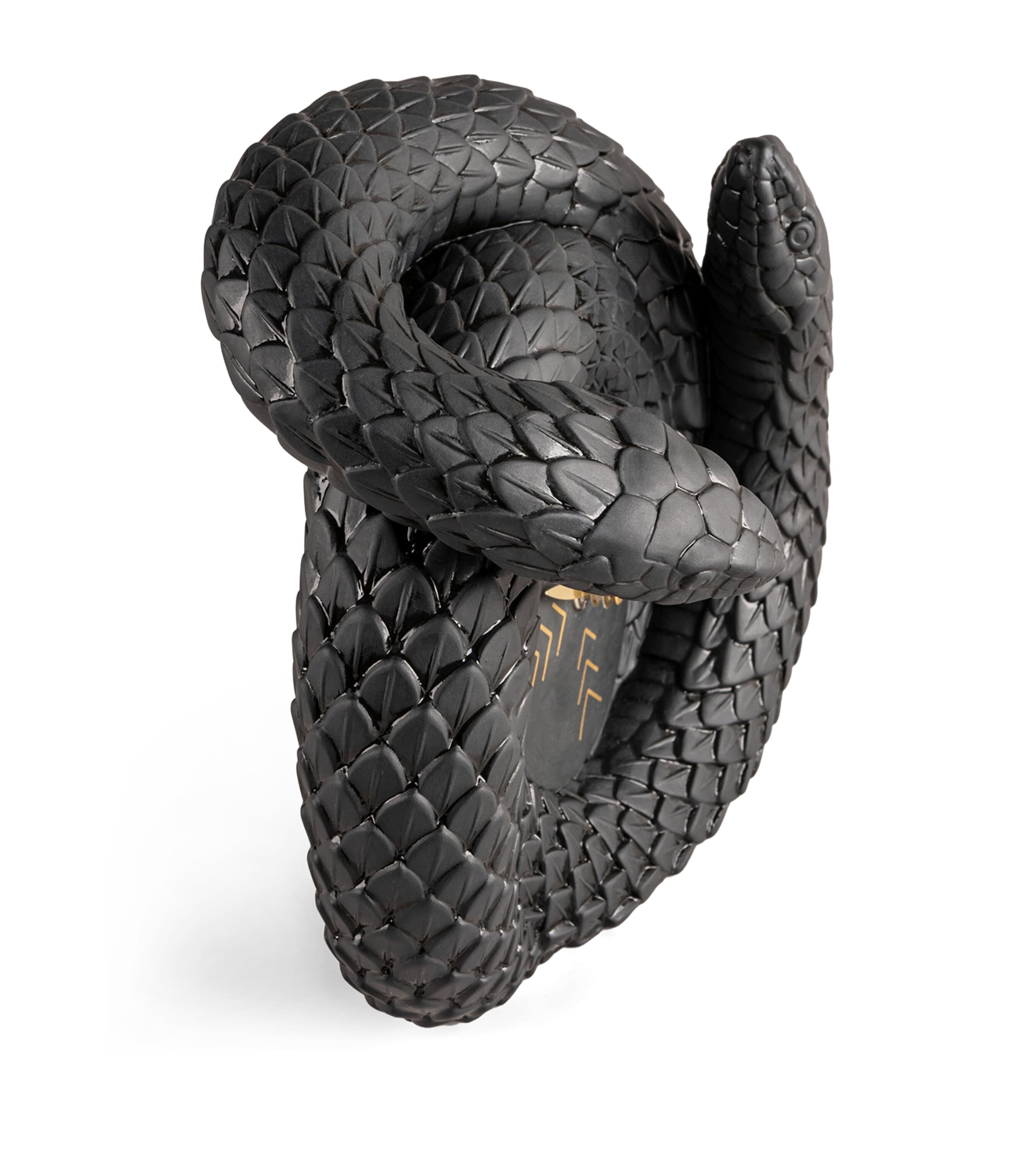 Lladró Porcelain Snakes Clock Black & Gold Image 2