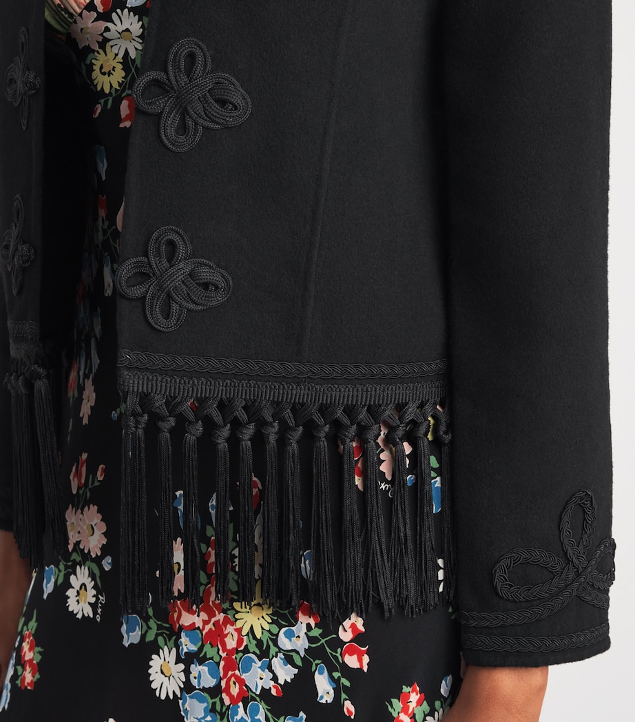 Rixo Womens Inga Fringed Jacket Black Image 3