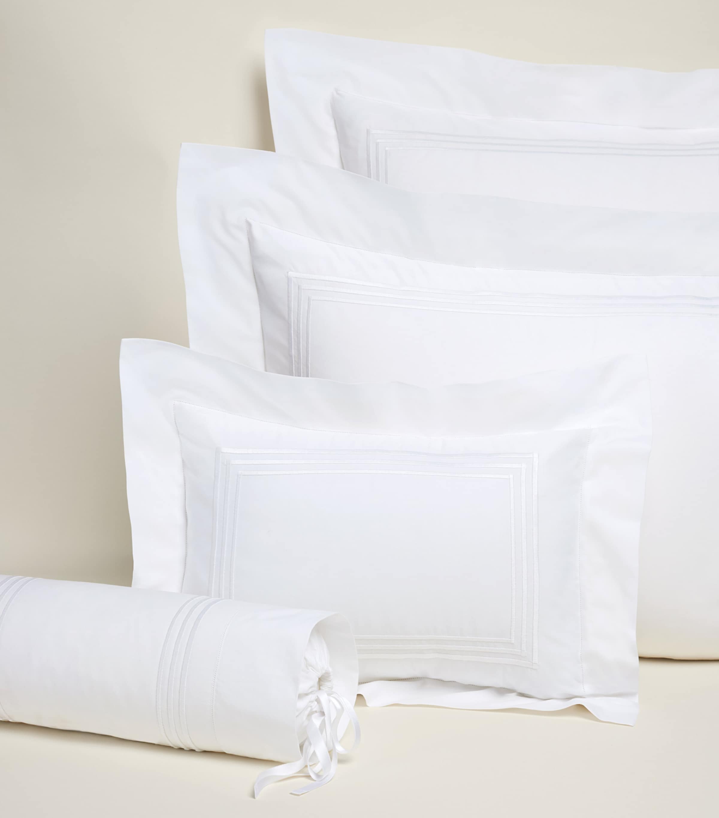 Tre Righe Boudoir Pillowcase (30cm x 40cm) WHITE/WHITE Image 2