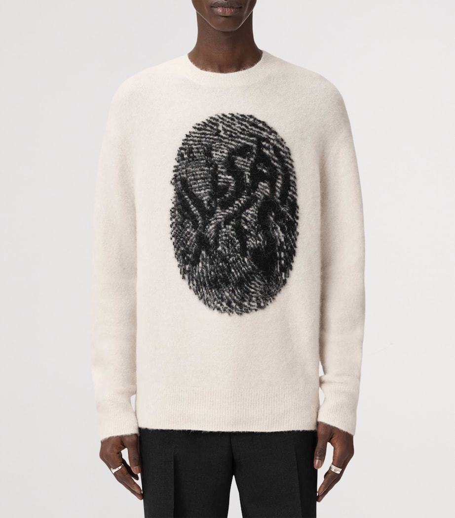 AllSaints Mens Jacquard Ridges Sweater Ecru White/black Image 6