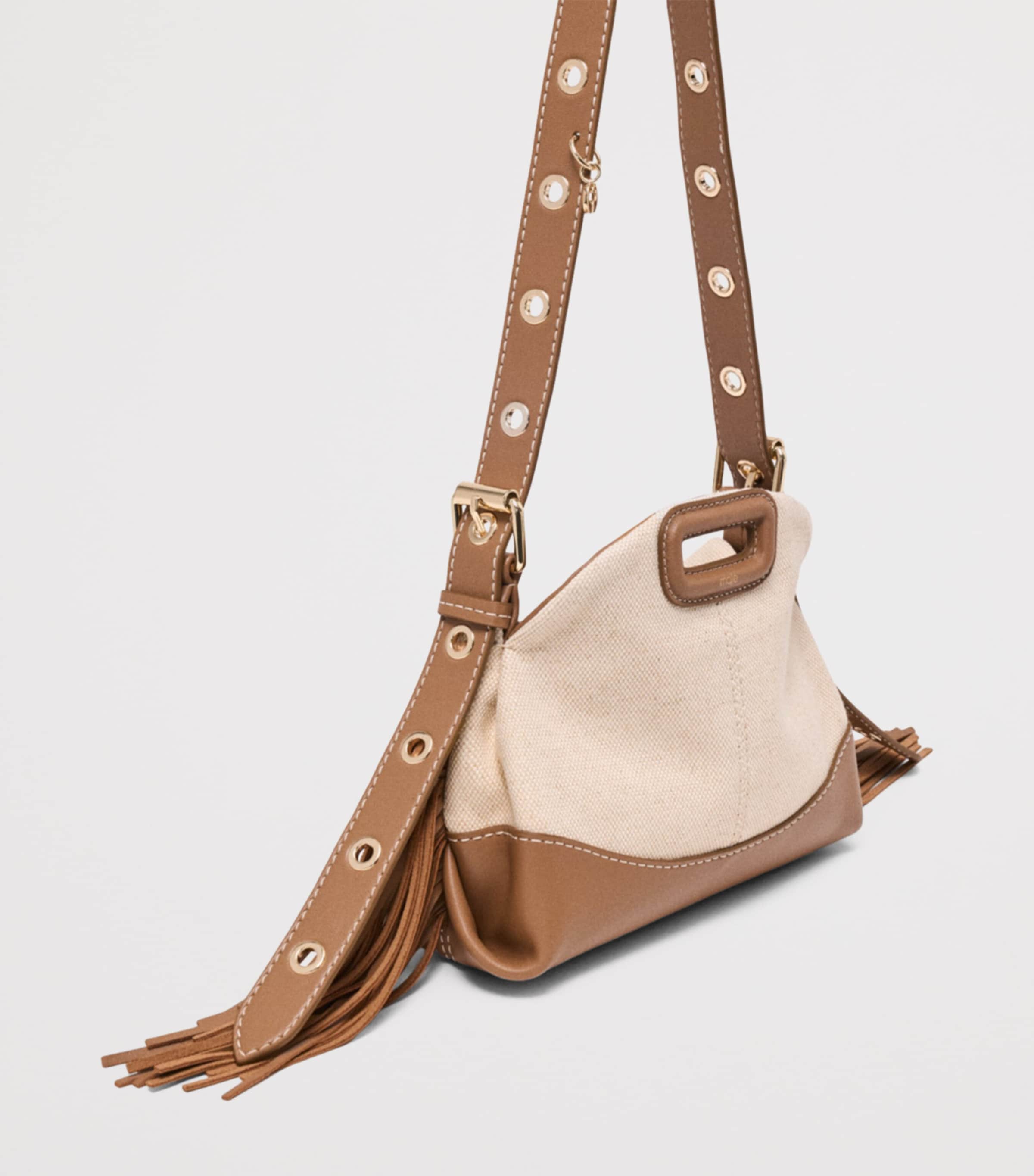 Maje Small Canvas Miss M Shoulder Bag Moka/white Image 3