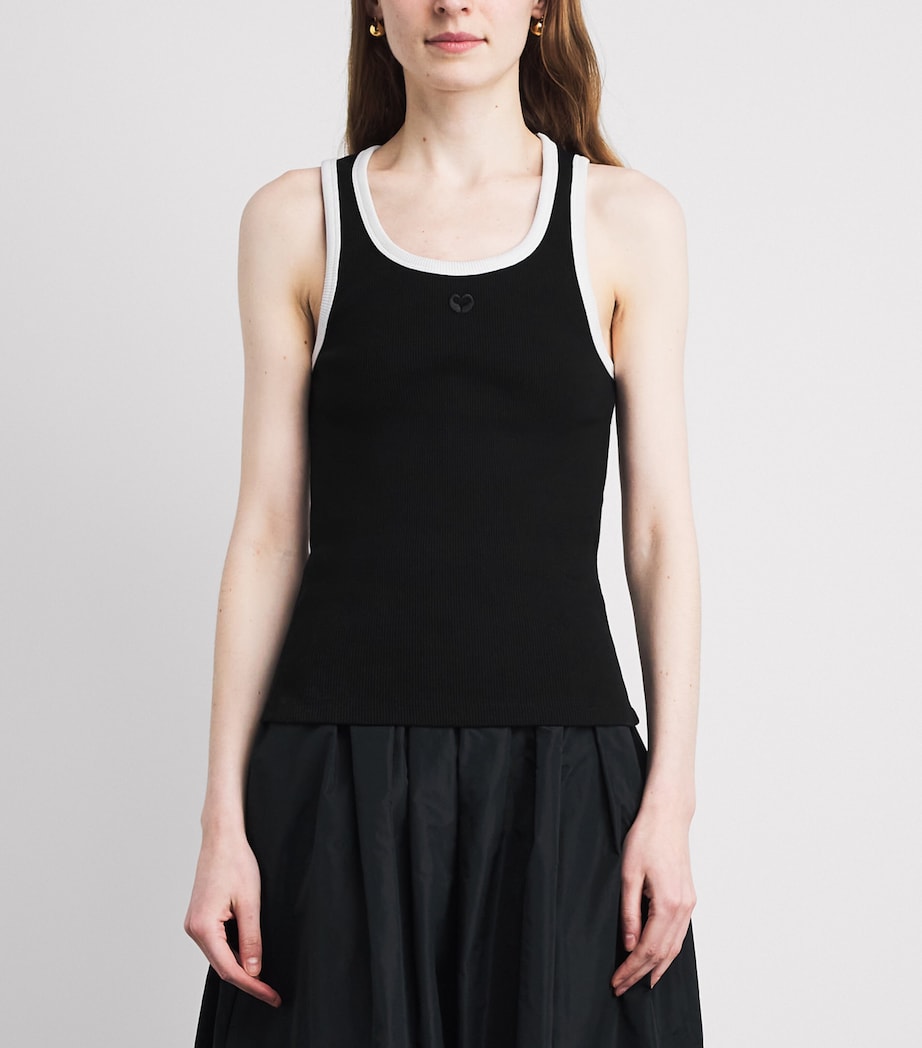 Maje Womens Embroidered Logo Tank Top Black / White Image 4