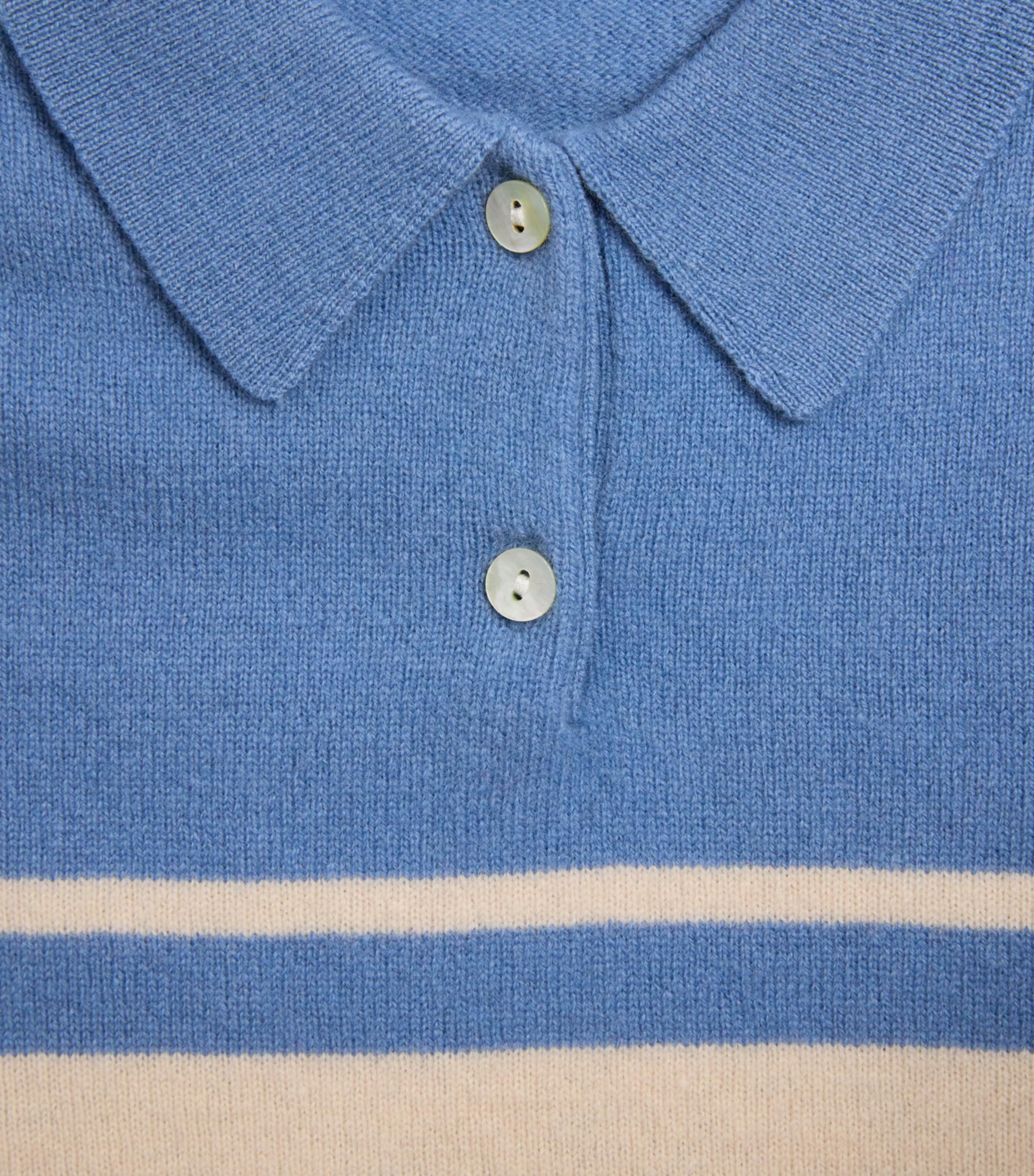 Wool Stripe Basi Polo Shirt (9 Months- 10 Years) BLUE Image 3