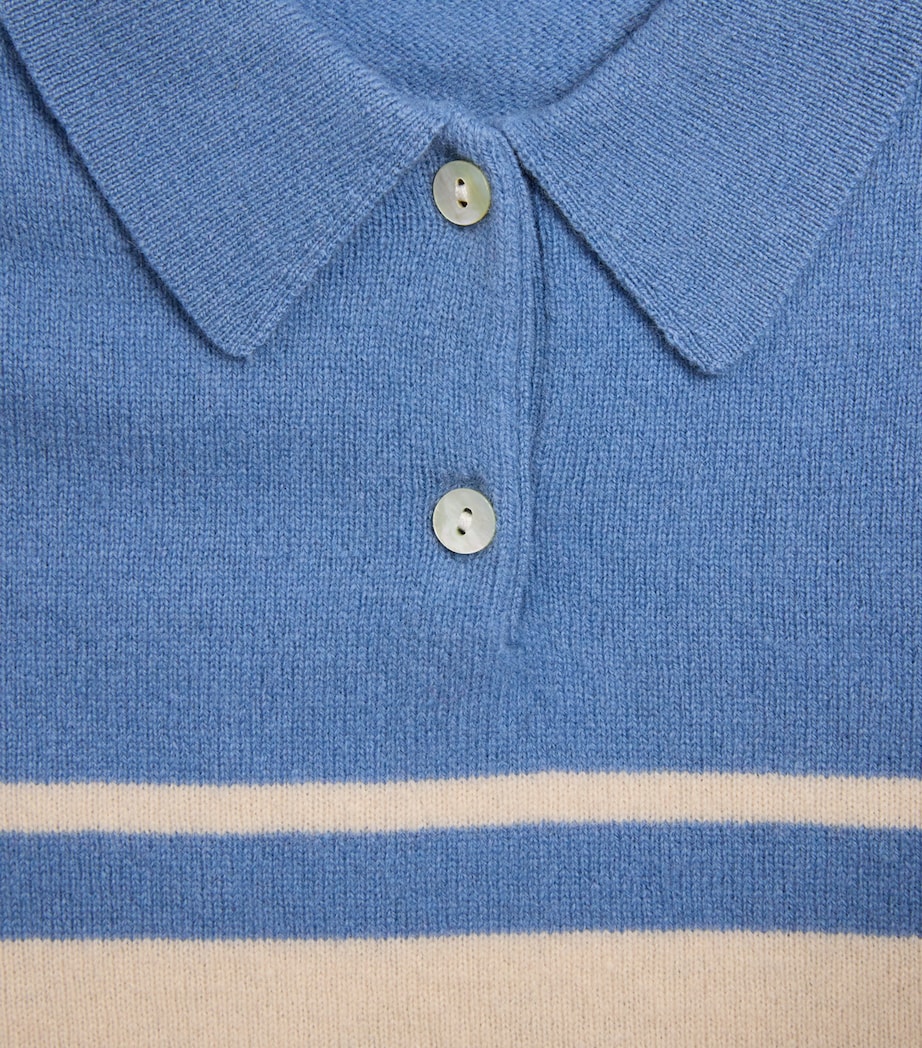 Wool Stripe Basi Polo Shirt (9 Months- 10 Years) BLUE Image 3