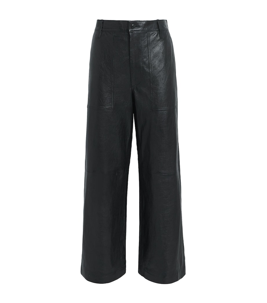 Lambskin Wide-Leg Trousers BLACK Image 1