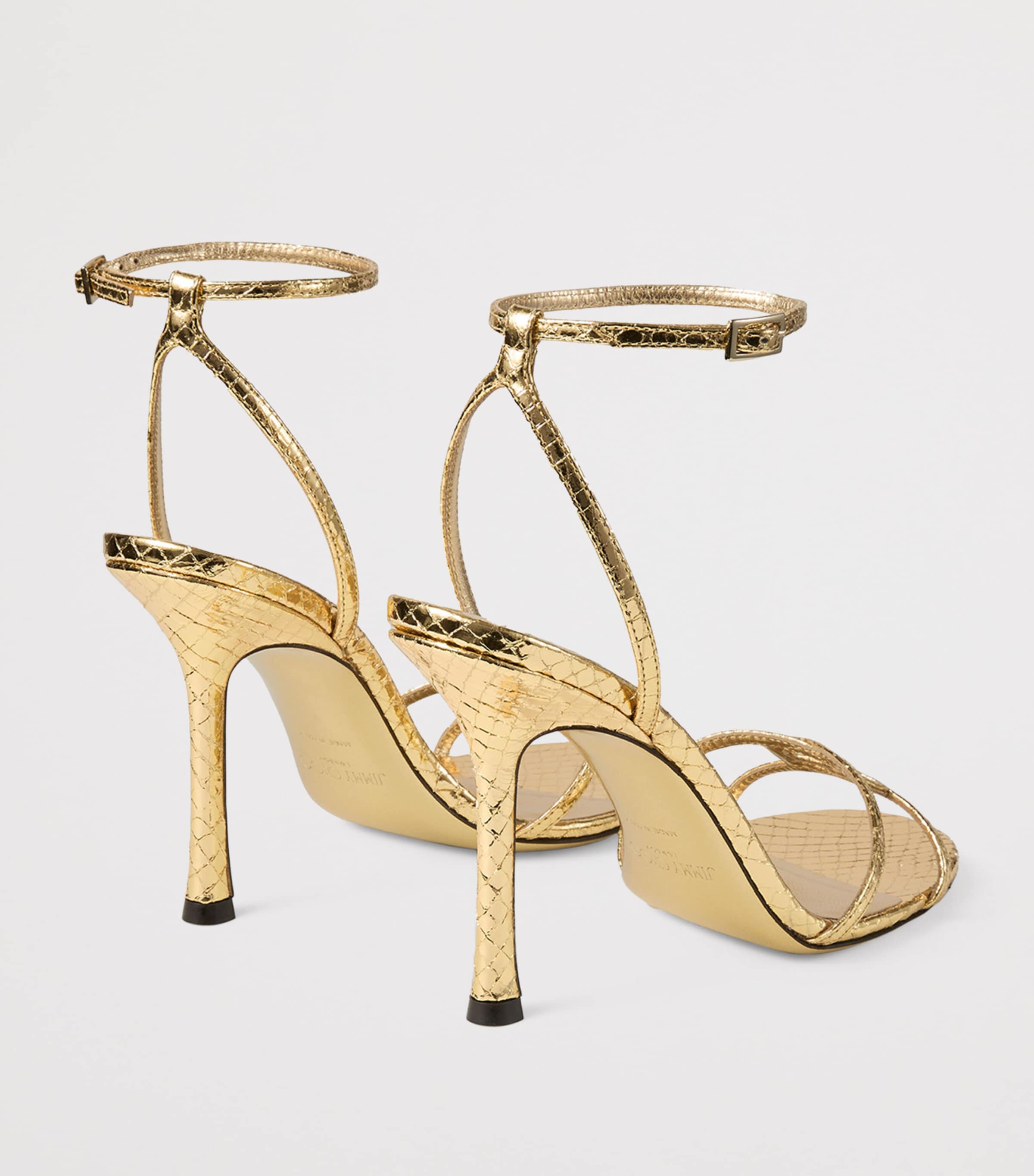 1998 Leo 100 Leather Heeled Sandals GOLD Image 4