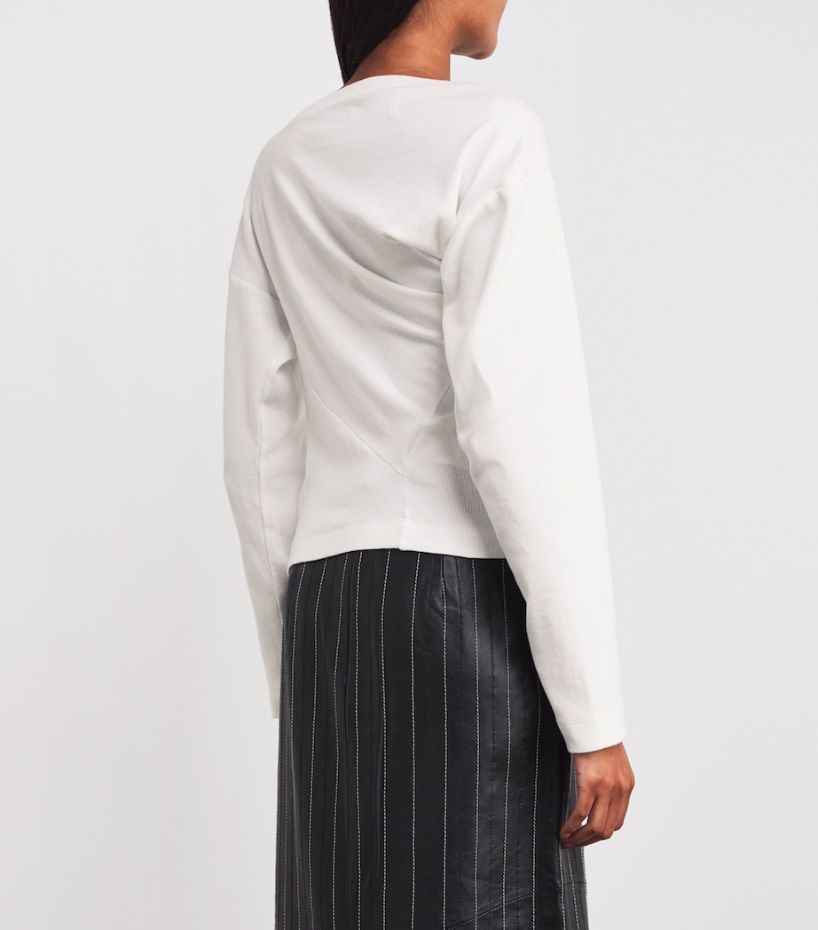 Stretch-Cotton Asymmetric Orb Hebo Top A401 WHITE Image 4