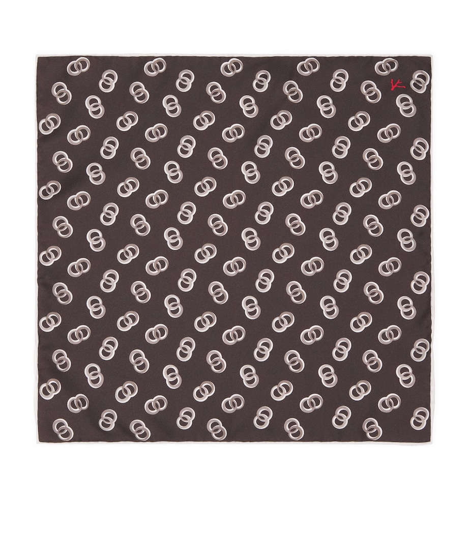 Isaia Silk Printed Pocket Square Image 1