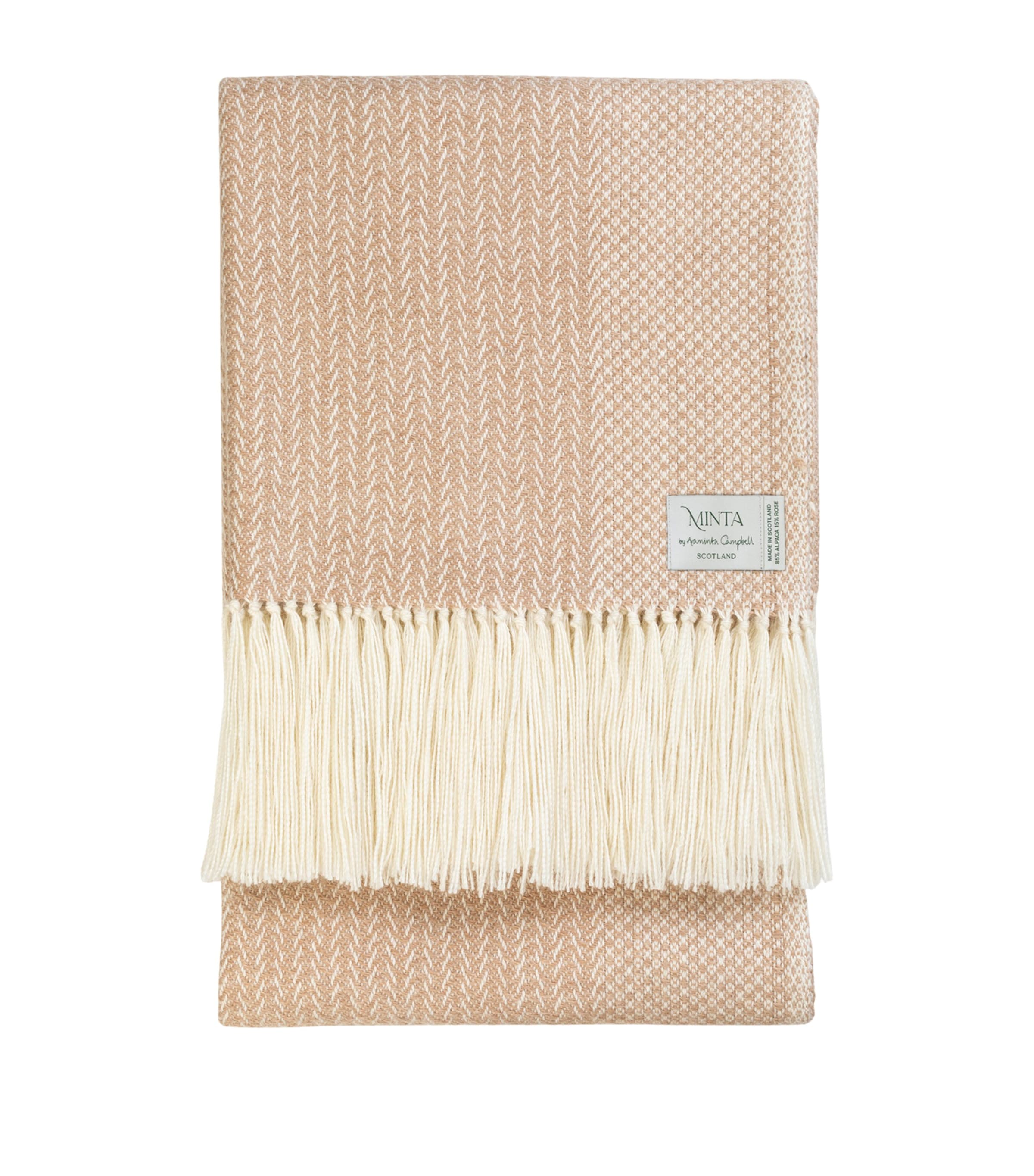 Araminta Campbell Alpaca-Blend Woodland Inkcap Throw (150cm x 230cm) Caramel Image 1