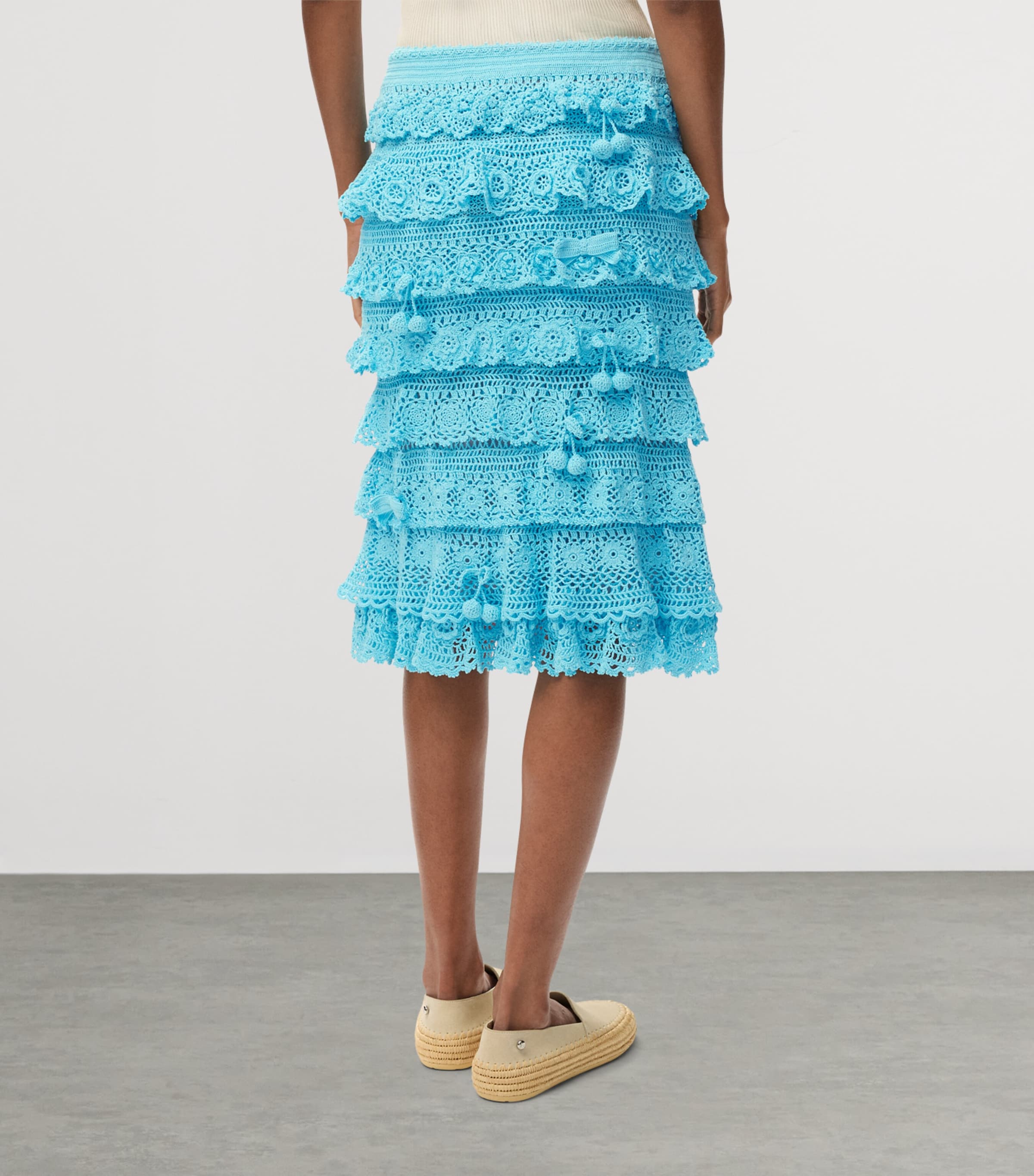 LOEWE Womens x Paula's Ibiza Crochet Midi Skirt Turquoise Image 3