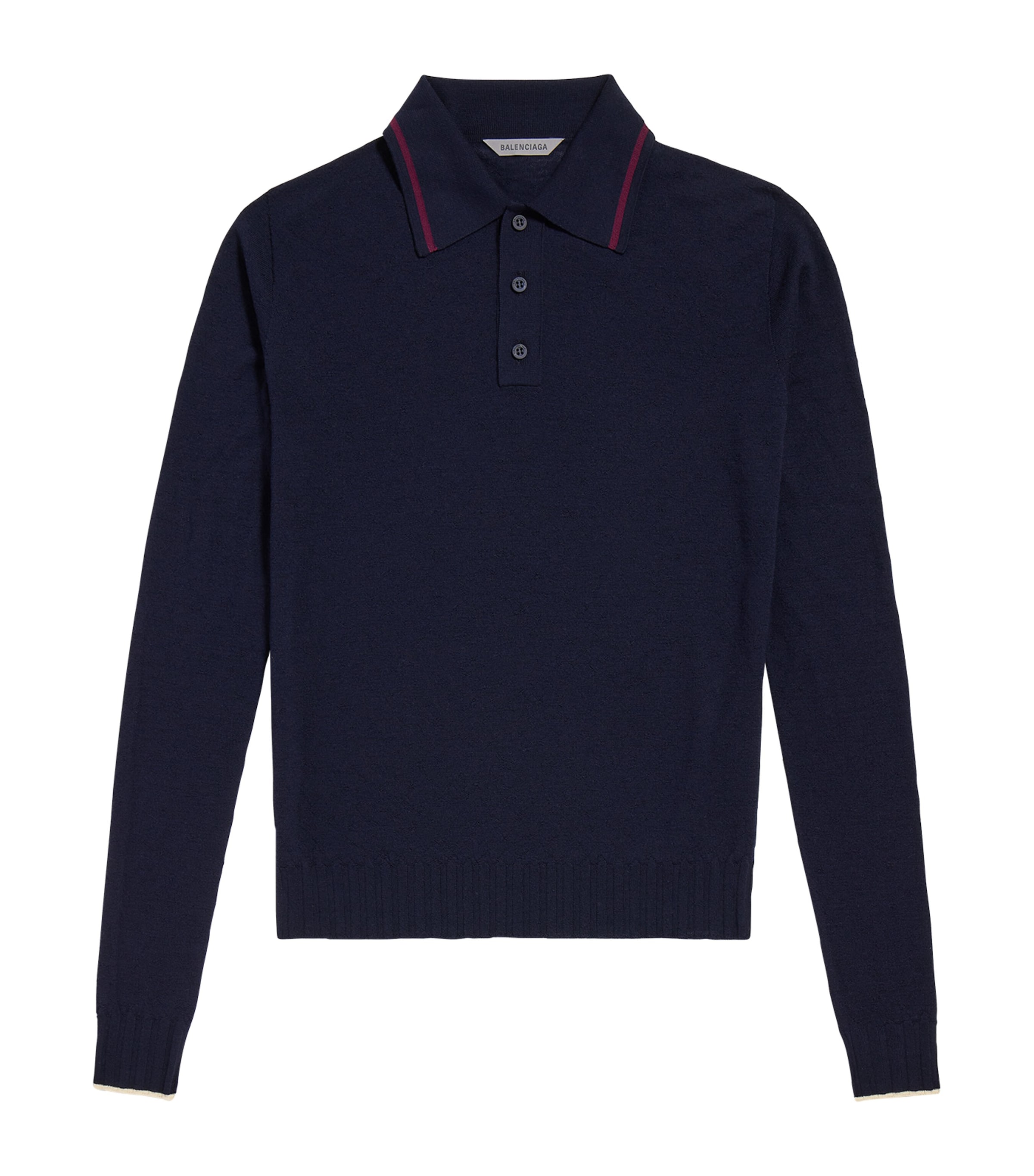 Balenciaga Mens Wool Long-Sleeve Polo Shirt Image 1