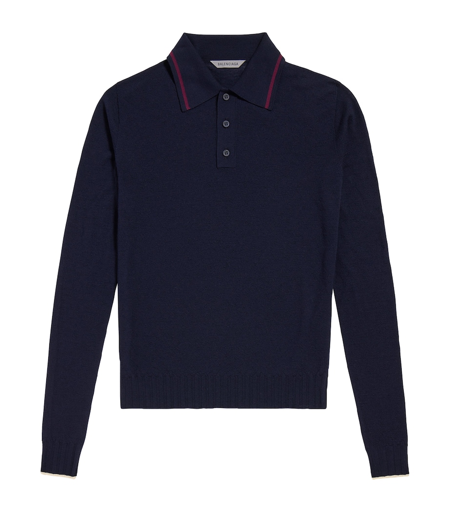 Balenciaga Mens Wool Long-Sleeve Polo Shirt Image 1