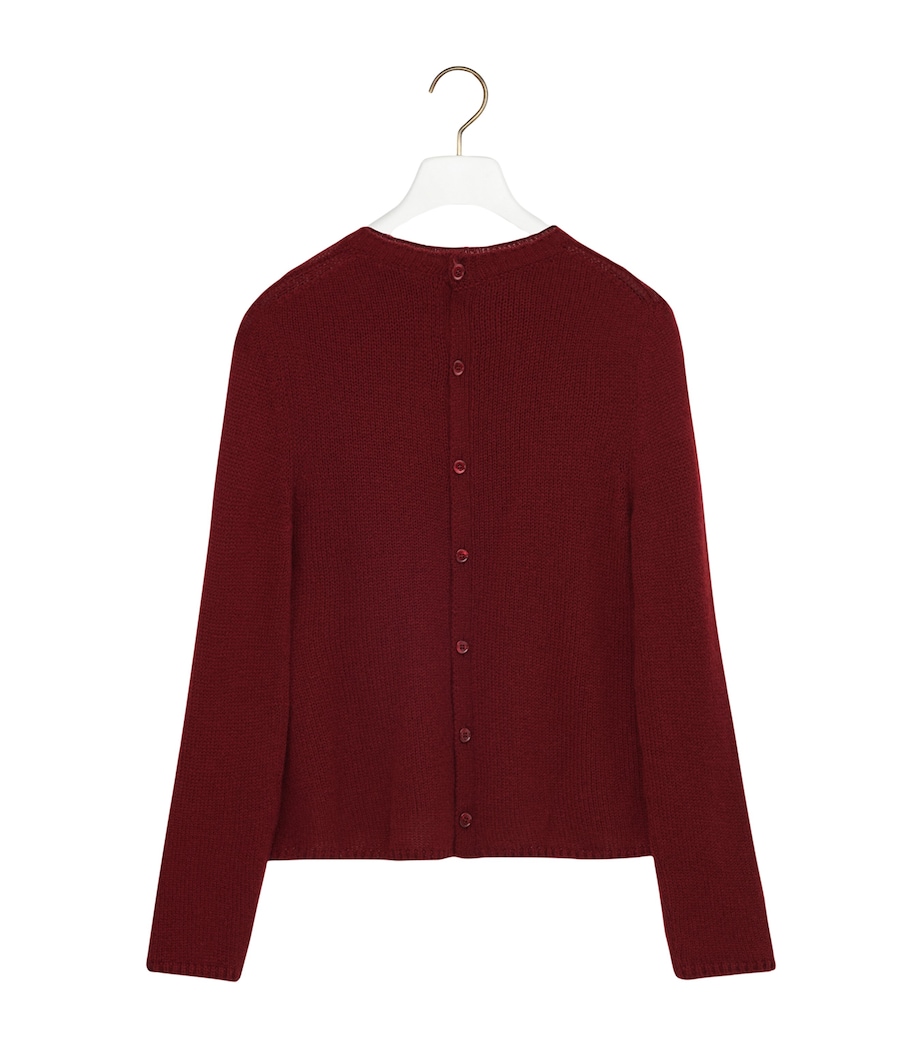Cashmere-Blend Button-Up Sweater BURGUNDY Image 7