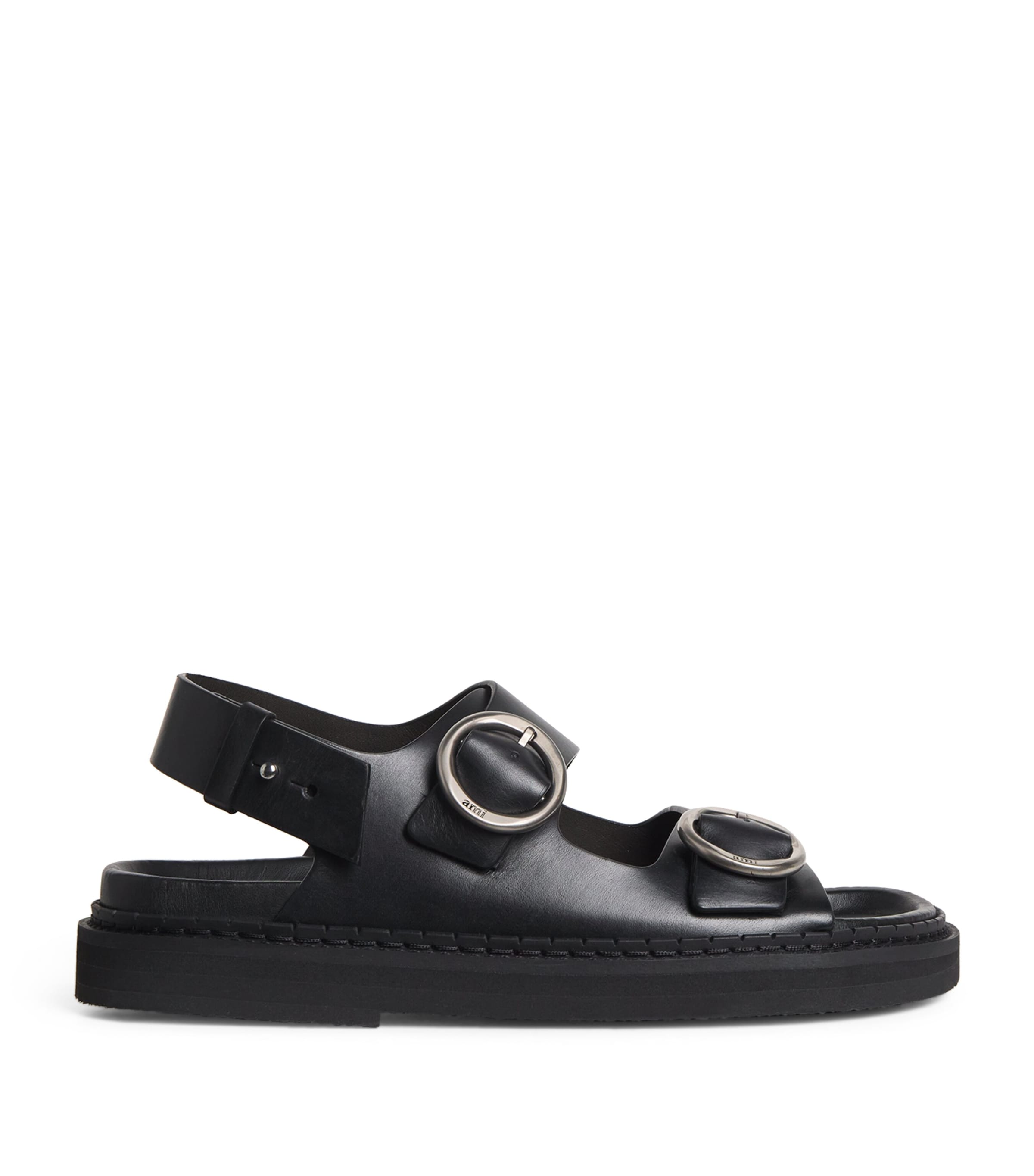 サンダル AMI PARIS Fussbet Sandals - AMI Paris - Leather - Black AMI Paris Leather Fussbet Sandals | Harrods US