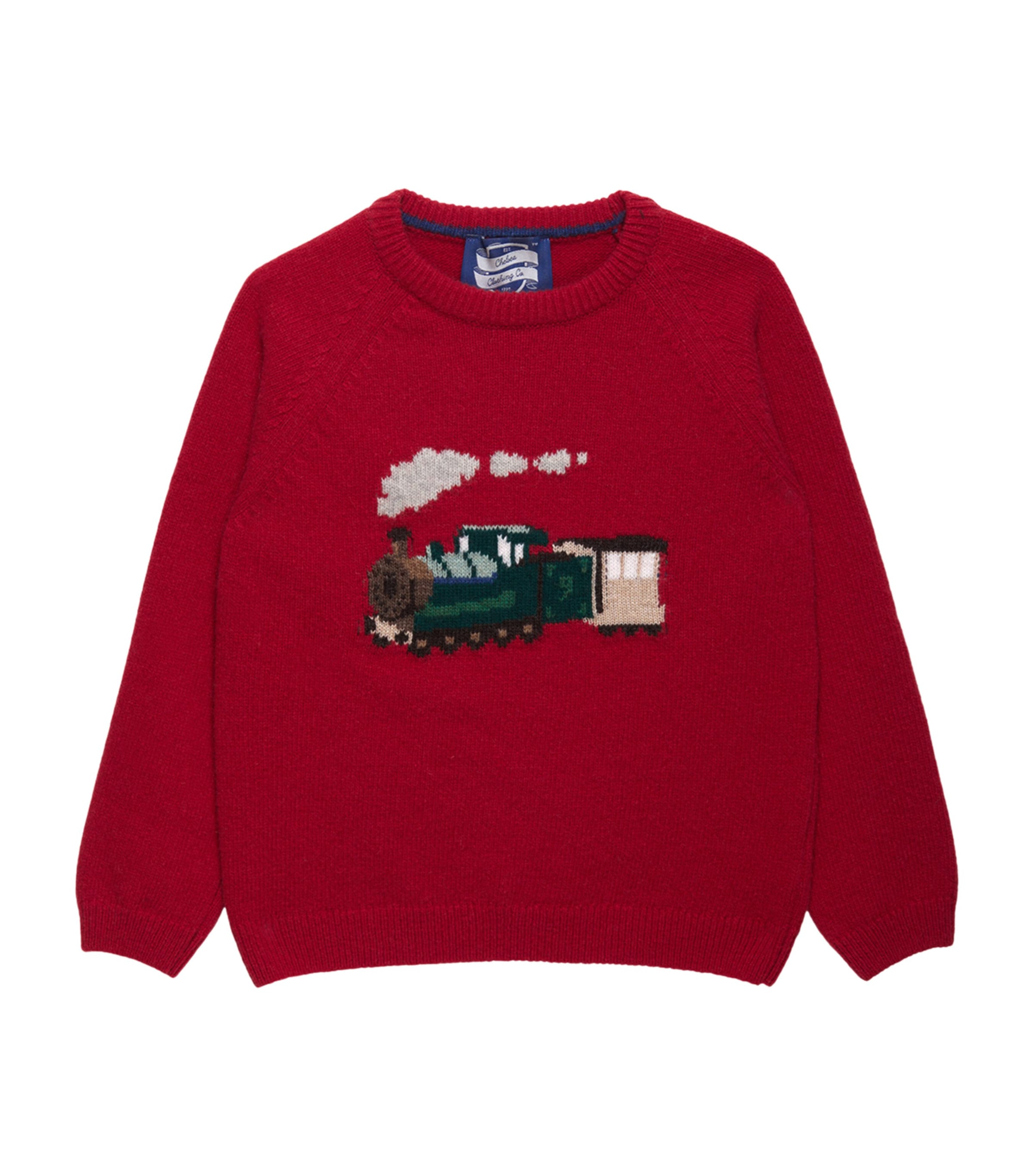 Shop Trotters Wool-blend Steam Train Sweater In Red