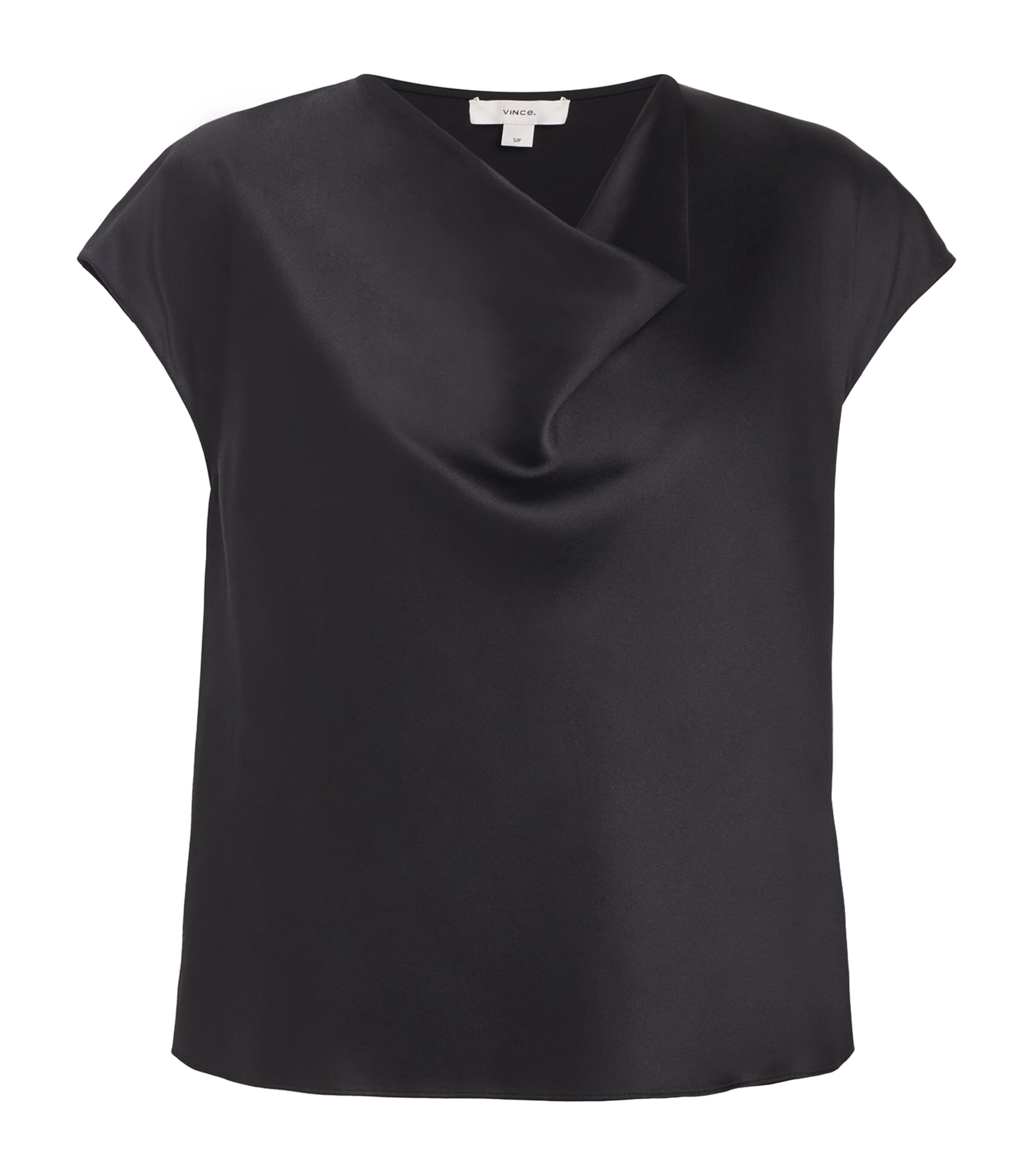 Shop Vince Silk Cowl-neck Blouse In Black