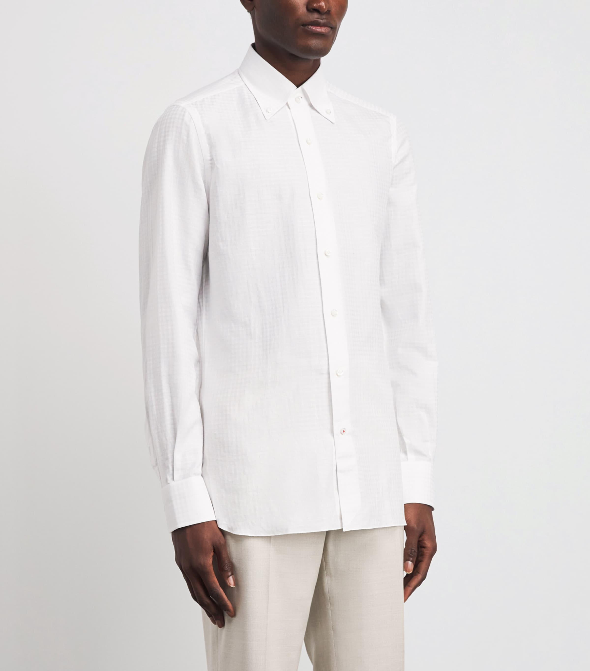 Isaia Mens Cotton-Linen Check Shirt Image 4