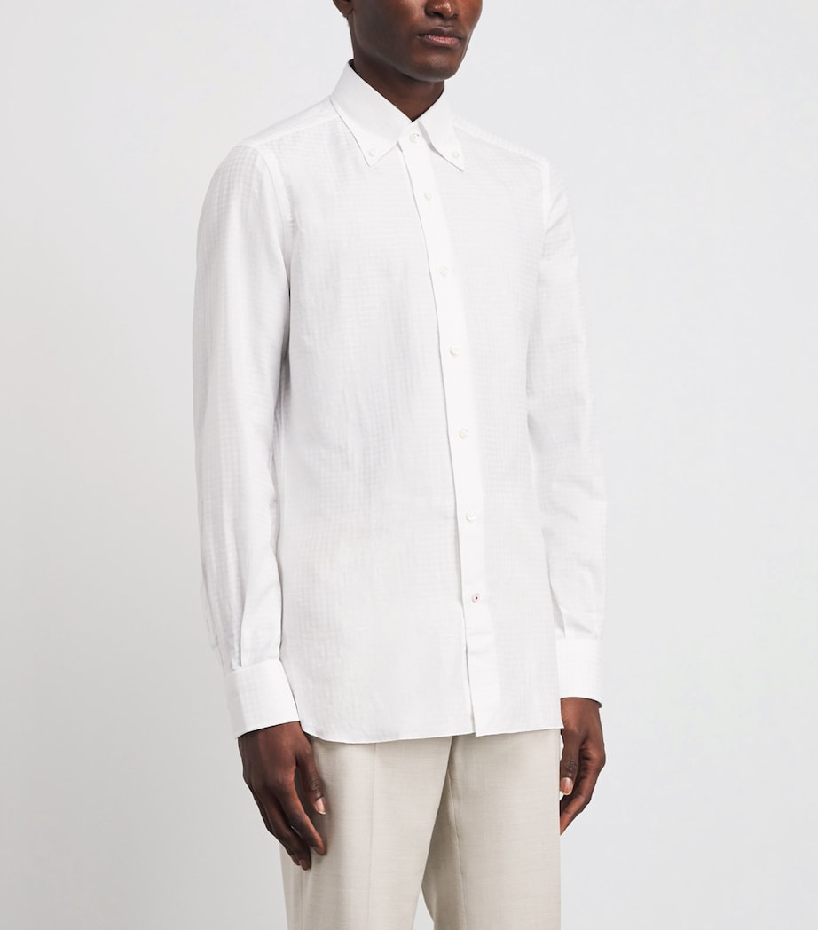 Isaia Mens Cotton-Linen Check Shirt Image 4