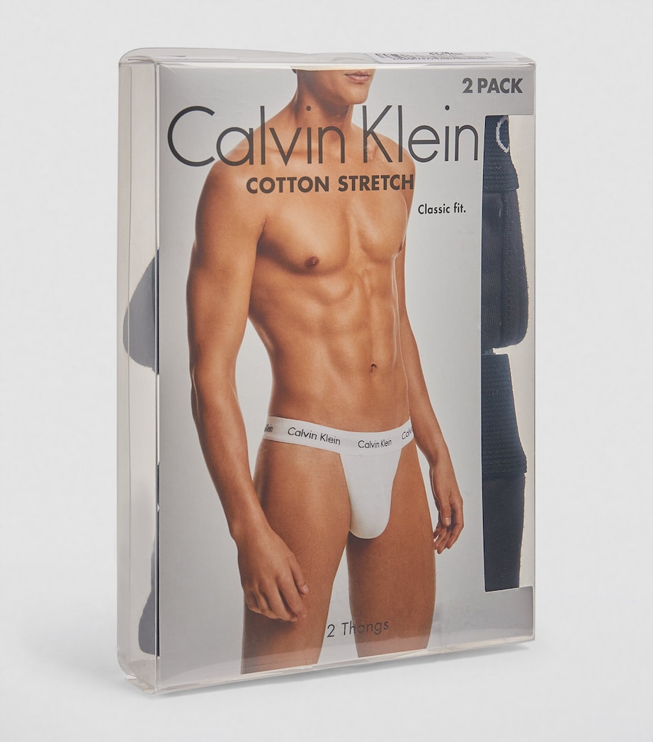 Stretch-Cotton Thong Briefs (Pack Of 2) 001 BLACK Image 4