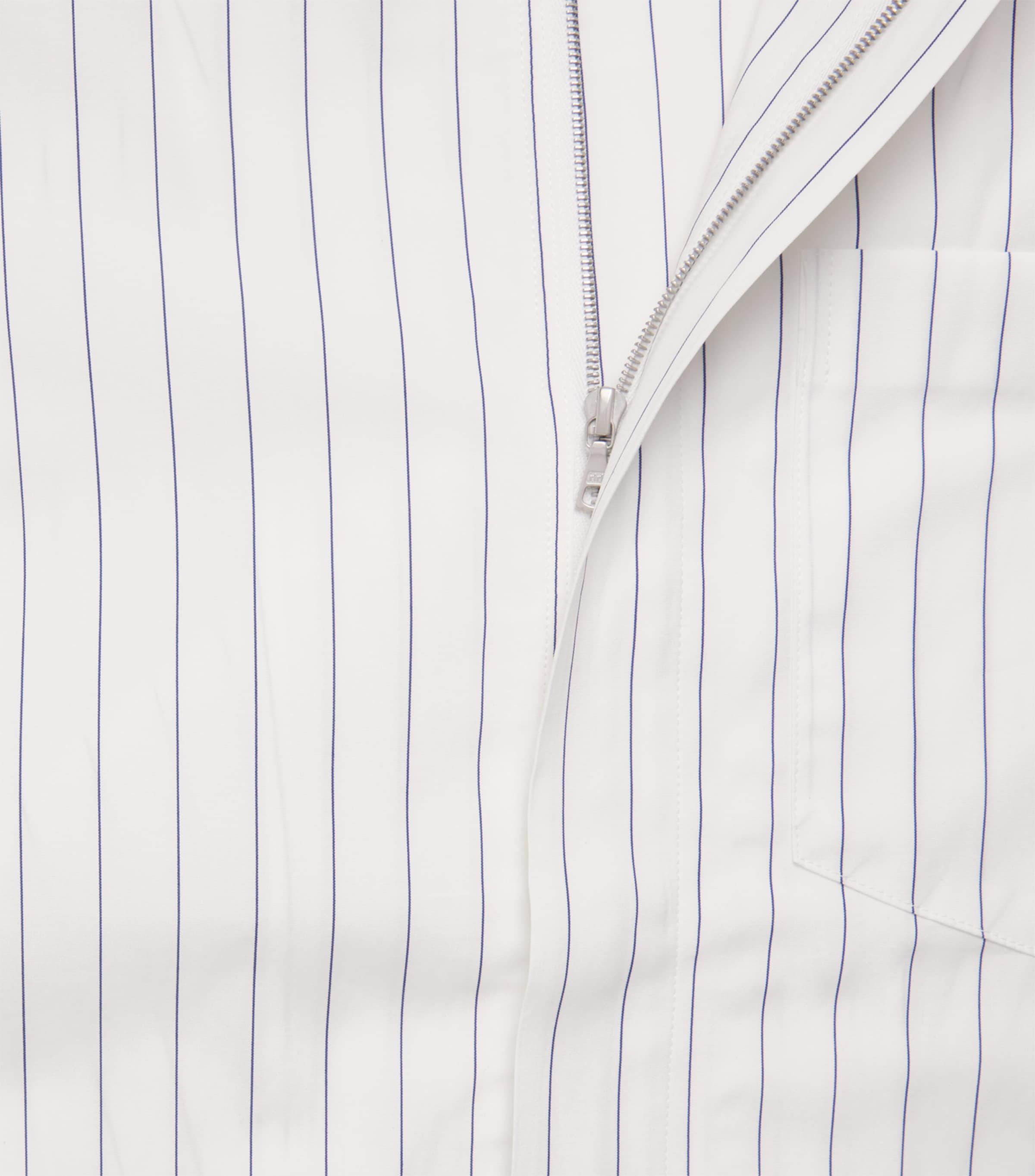 Cotton Zip-Detail Stripe Shirt WHITE/NAVY Image 5