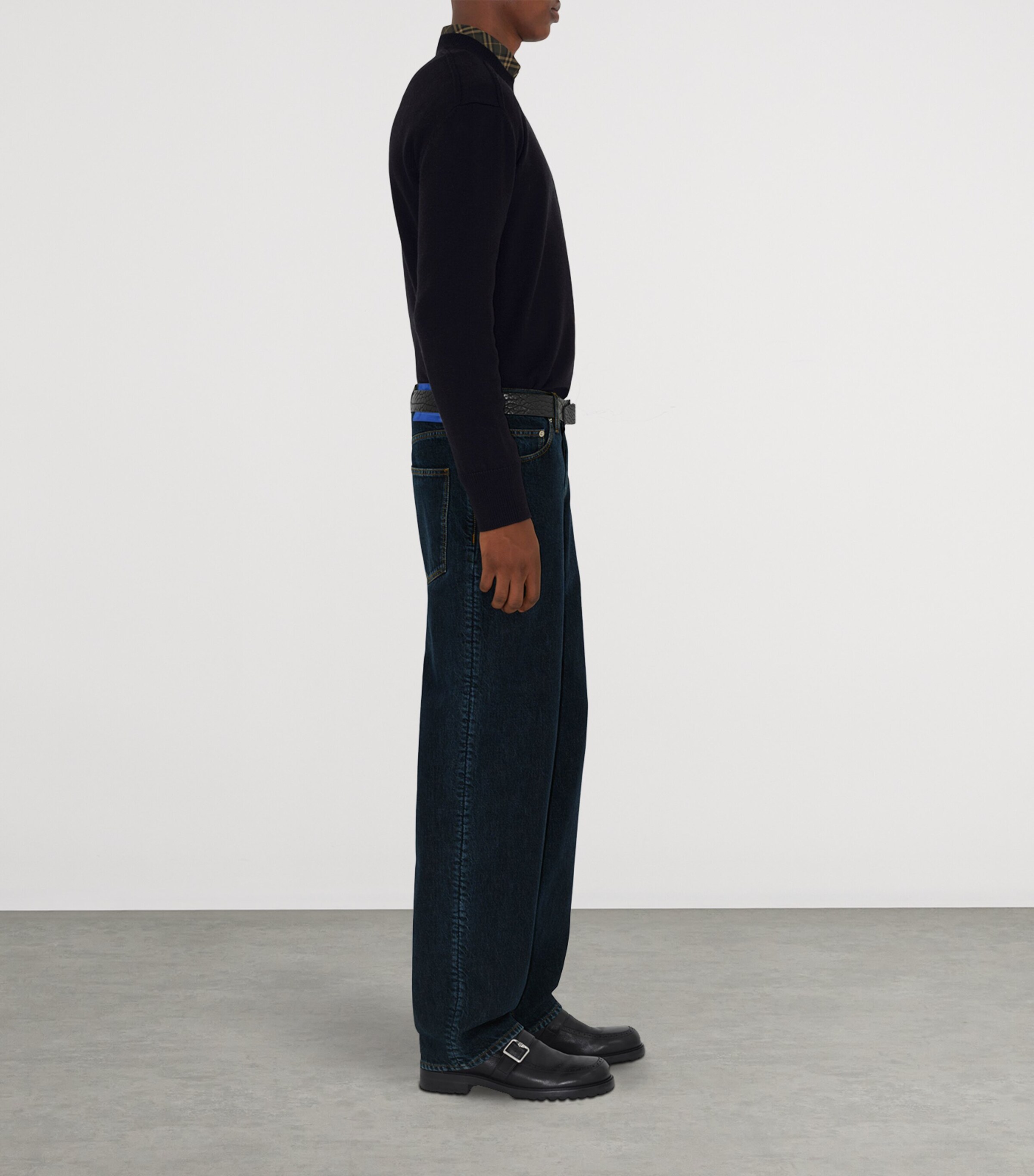 Wool Check-Label Sweater BLACK Image 3